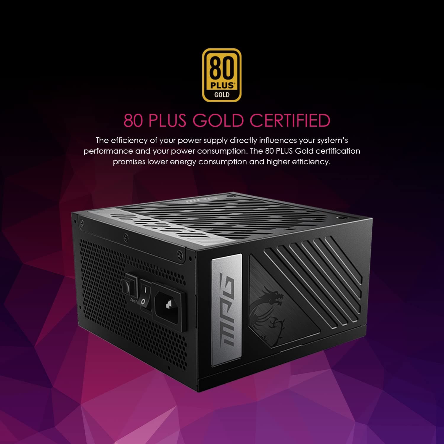 MSI MPG A850G PCIE5 Netzteil, EU Stecker - 850W, 80 Plus Gold Zertifiziert, vollmodularer ATX 3.0, unterstützt PCIe 5.0 GPU, japanische 105°C Kondensatoren, 0% RPM Modus, Flachkabel 850W PCIE5 Bild 5