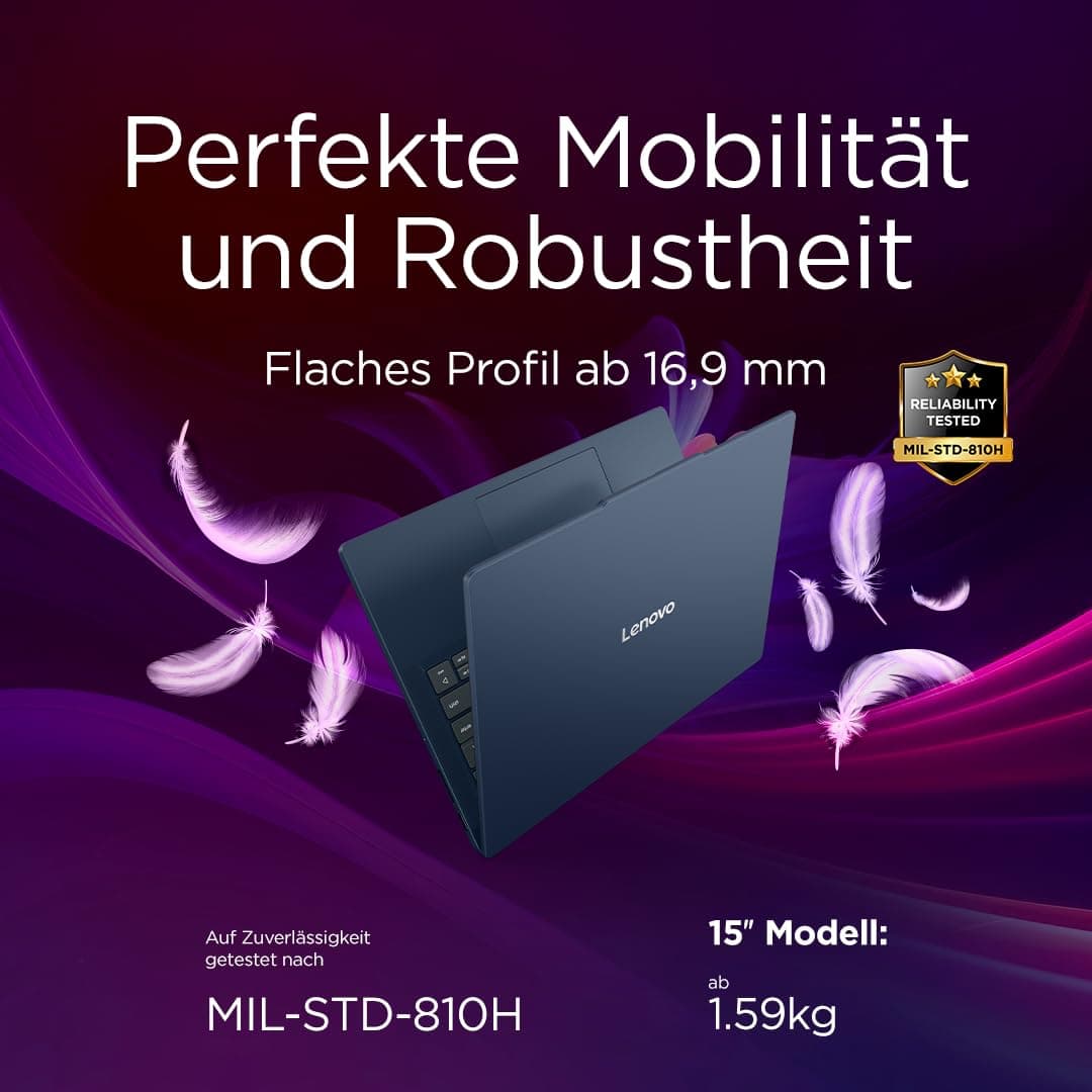 Lenovo IdeaPad Slim 3 Laptop | 15.6" WUXGA Display | Intel Core i5-13420H | 16GB RAM | 512GB SSD | Intel UHD Grafik | Windows 11 Home | QWERTZ | Cosmic Blue | 3 Monate Premium Care Bild 8