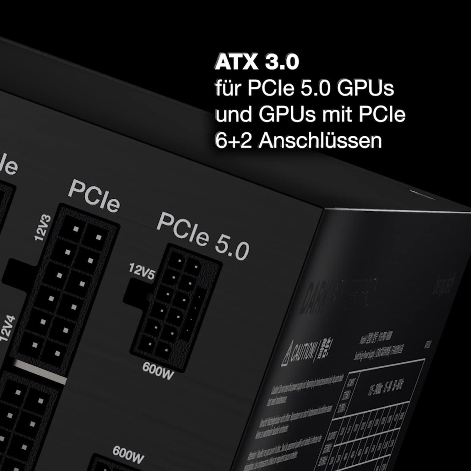 be quiet! Dark Power Pro 13 1300W, ATX 3.0, 80 Plus Titanium, Digital-Steuerung, nahe unhörbarer Silent Wings Lüfter, für PCIe 5.0 und PCIe 6+2 Grafikkarten, 2X 12VHPWR Kabel enthalten, BN331 Bild 3