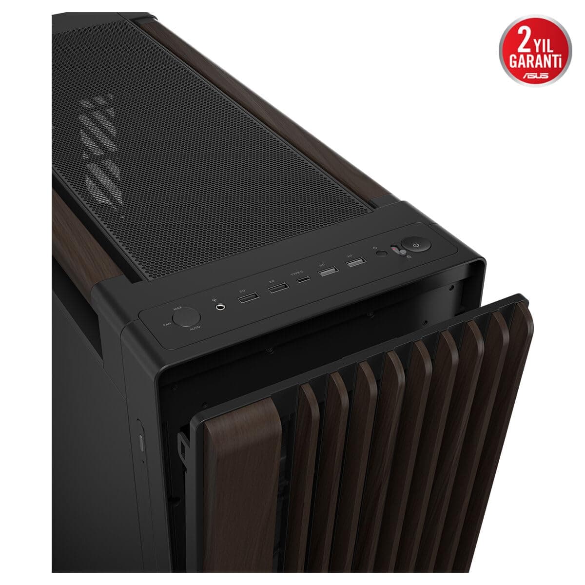ASUS ProArt PA602 Wood Edition Modern Black E-ATX-Gehäuse mit Platte aus gehärtetem Glas, unterstützt GPUs bis 440 mm und 420 mm Radiatoren, 140 mm und 200 mm Lüfter vorinstalliert Bild 5