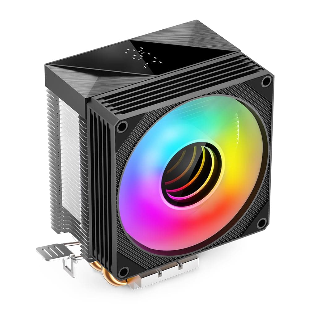 TZMRIT KF200 2 Heat Pipes Bunte LED CPU Kühler Schwarz,3PIN 2200RPM 34CFM 9CM Lüfter,für LGA115X/1200/17XX/1366,für FM1/FM2/AM2/AM3/AM4/AM5 Black
