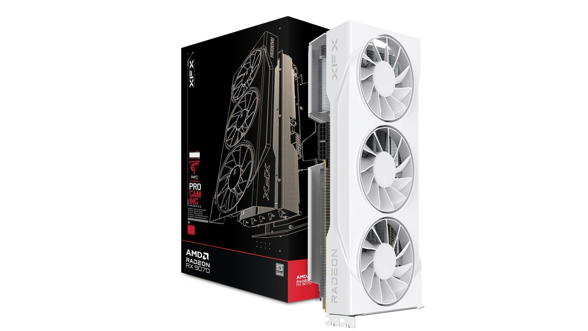 XFX Swift AMD Radeon RX 9070 GRE Weiß Gaming Edition mit DREI Lüftern, 12 GB GDDR6, HDMI, 3 DP, AMD RDNA™ 4 (RX-97GRE29W7) Bild 2