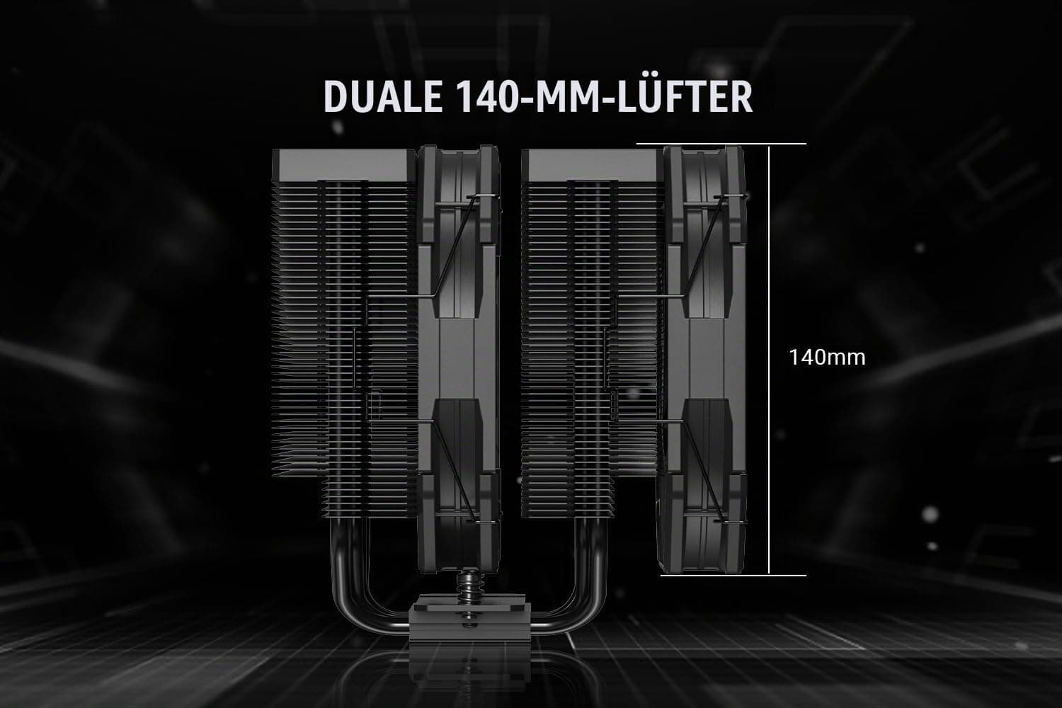 ID-COOLING FROZN A720 BLACK - Schwarzer Dual-Tower Luft-CPU-Kühler, 163mm Höhe, 7×Ф6mm Heatpipes, Dual 140x140x25mm FDB-Lüfter, TDP 300W, Intel LGA1700/1851/1200/115X/20XX; AMD AM4/AM5 Bild 5