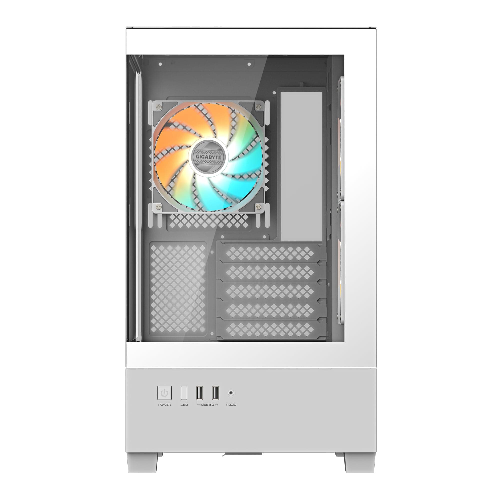 GIGABYTE C201 Panoramic Ice PC-Gehäuse – Mid-Tower, m-ATX, Unterstützung für 360-mm-Radiator, 3 vorinstallierte Lüfter, USB 3.0, unterstützt RGB Fusion Bild 5