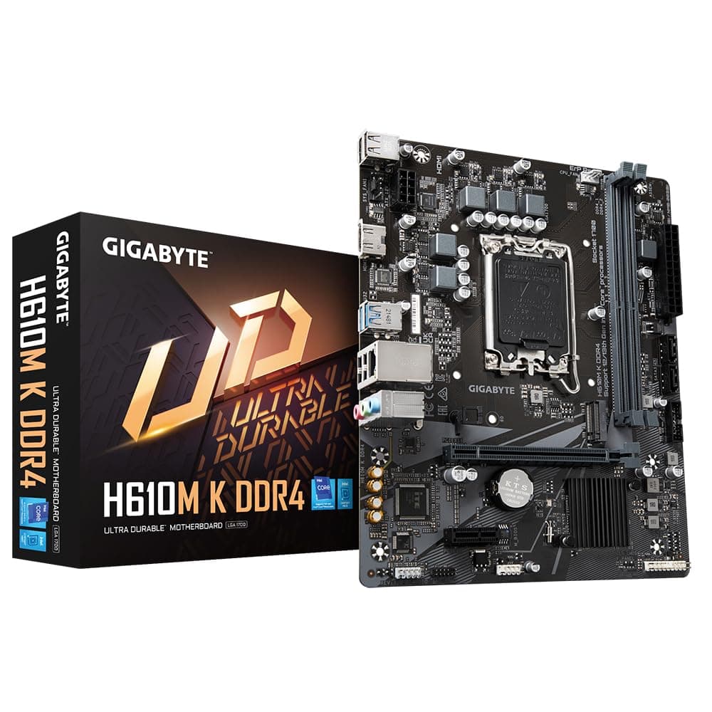 GIGABYTE H610M K DDR4 Mainboard - Unterstützt Intel Core Prozessoren 14th Gen CPUs, 3+1+1 Phases Hybrid Power Design, up to 3200MHz DDR4, 1xPCIe 3.0 M.2, GbE LAN, USB 3.2 Gen 1 Bild 2
