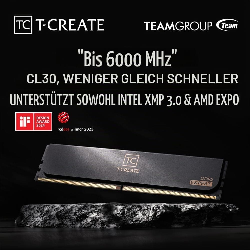 TEAMGROUP DDR5 32GB KIT 2x16GB PC 6000 Team T-CREATE EXPERT CTCED532G6000HC30DC01 schwarz, Black-UDIMM Bild 5