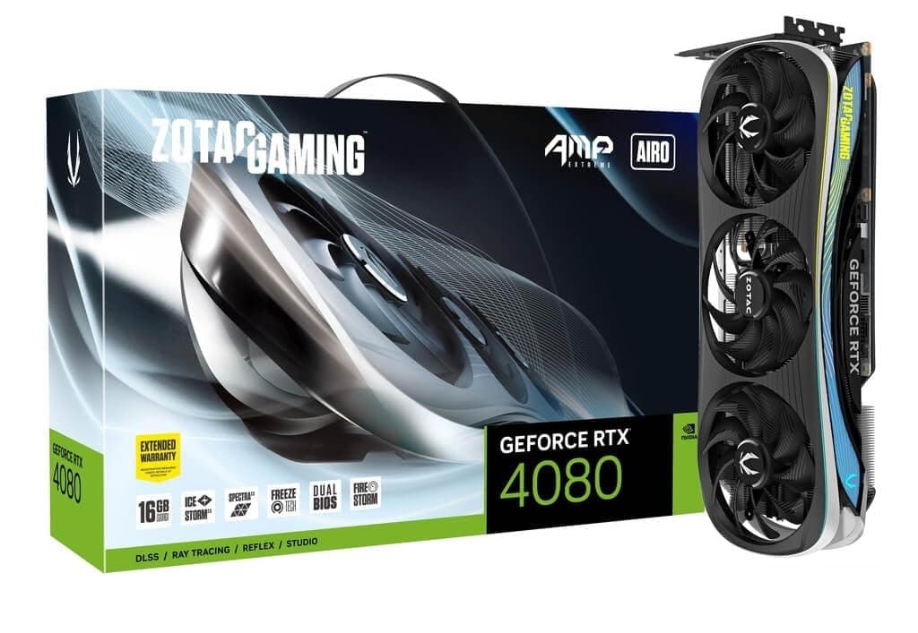 ZOTAC Carte Graphique Nvidia GeForce RTX 4080 Amp Extreme Airo 16Go, ZT-D40810B-10P