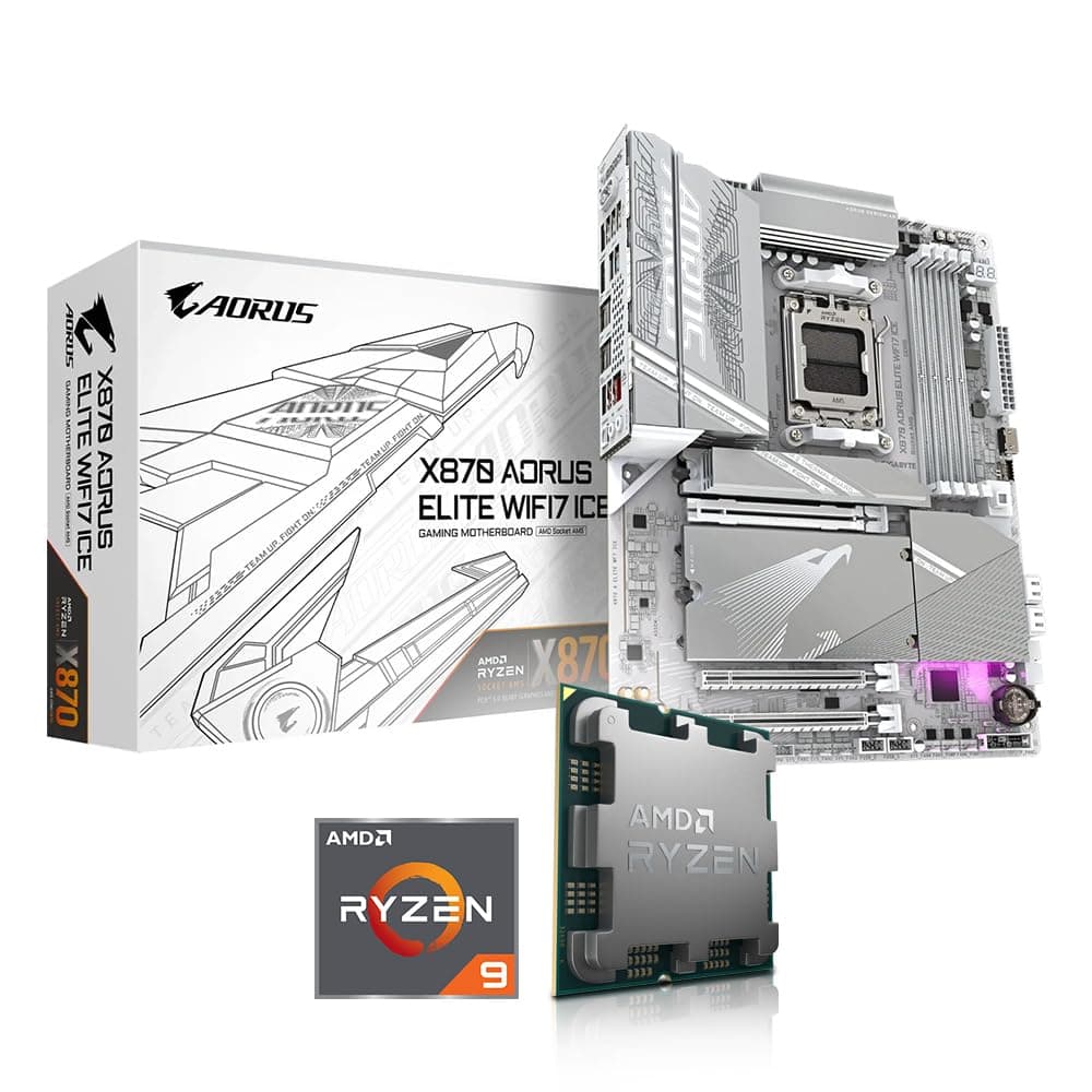 Aufrüst-Kit Bundle Ryzen 7 9800X3D 8X 4.7 GHz Prozessor, GIGABYTE X870 AORUS Elite WIFI7 Ice Mainboard, be Quiet! Dark Rock 5 (zusammengebaut inkl. Bios Update + Funktionskontrolle) AMD Ryzen 9 9800X3D 0GB / GIGABYTE X870 AORUS Elite WIFI7 ICE