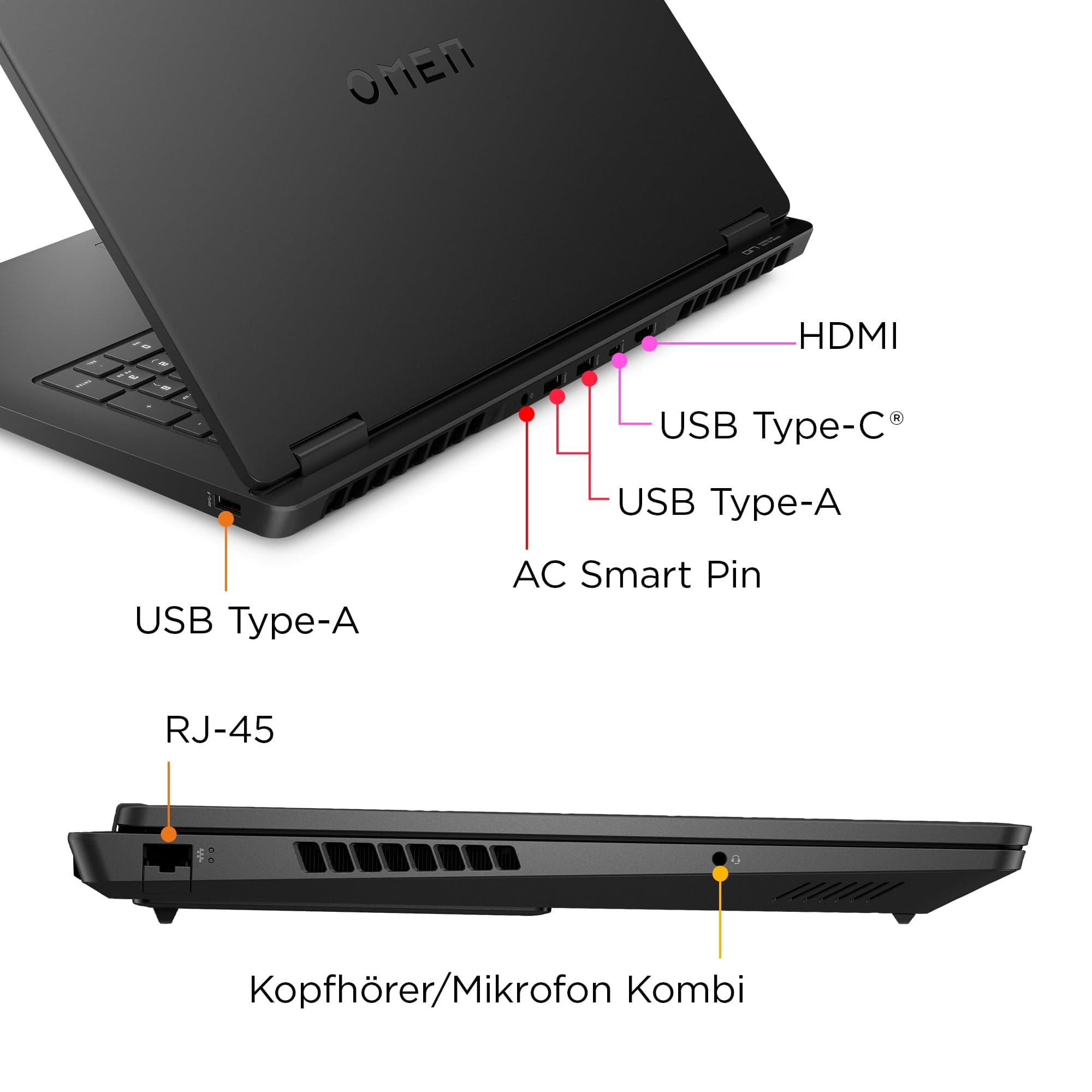 HP Omen Gaming Laptop | 17,3 Zoll FHD-Display - 144 Hz | AMD Ryzen 9 8945HS | 16 GB DDR5 RAM (2x8 GB) | 1TB SSD | NVIDIA GeForce RTX 4060 (8GB) | QWERTZ | Windows 11 Home | Shadow Black NVIDIA GeForce RTX 4060 AMD Ryzen9-8945HS, 16GB DDR5 Bild 8