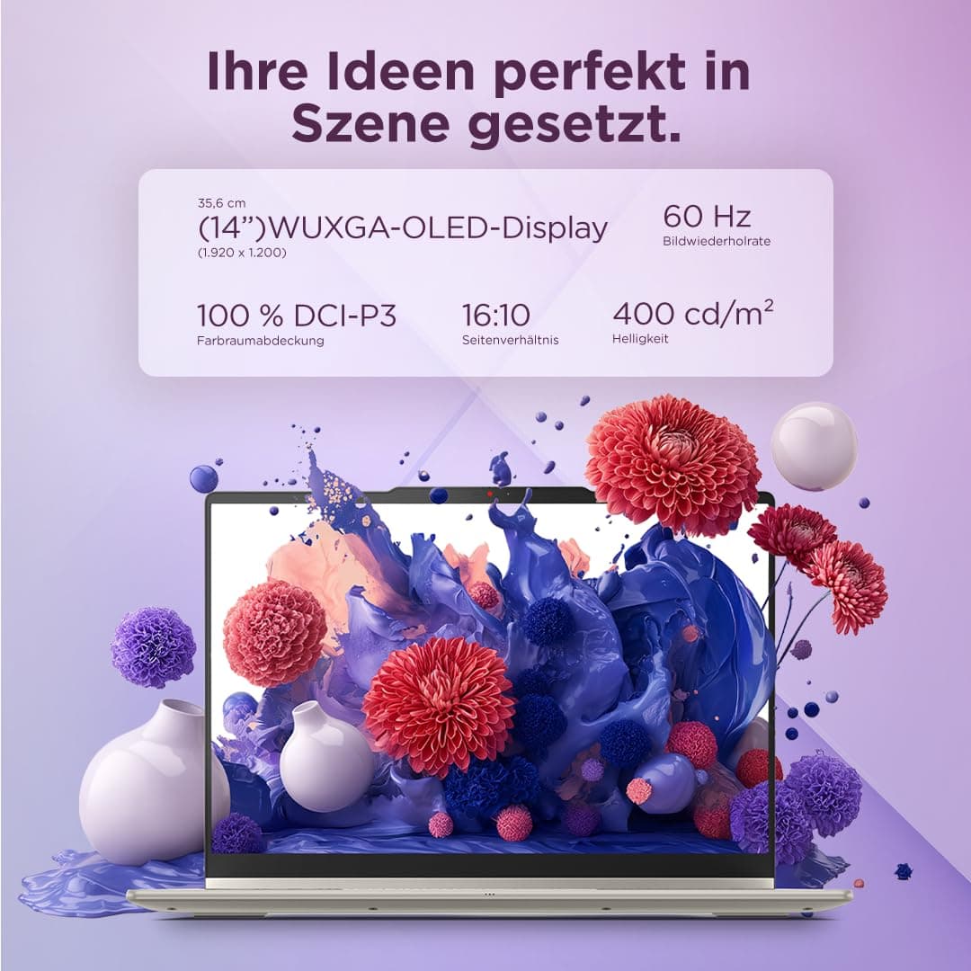 Lenovo Yoga 7 2-in-1 Laptop | Copilot+PC | 14" WUXGA OLED Touch Display | AMD Ryzen AI 7 445 | 32GB RAM | 1TB SSD | AMD Radeon Grafik | Windows 11 | QWERTZ | Seashell | 3 Monate Premium Care Bild 8