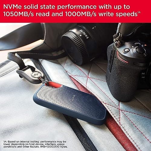 SANDISK Extreme Portable SSD 4 TB (tragbare NVMe SSD, USB-C, bis zu 1.050 MB/s Lesen/1.000 MB/s Schreiben, fallsicher aus bis zu 3 m, wasser- und staubbeständig) Schwarz 2. Portable 1.050MB/s 4 TB Schwarz Bild 7
