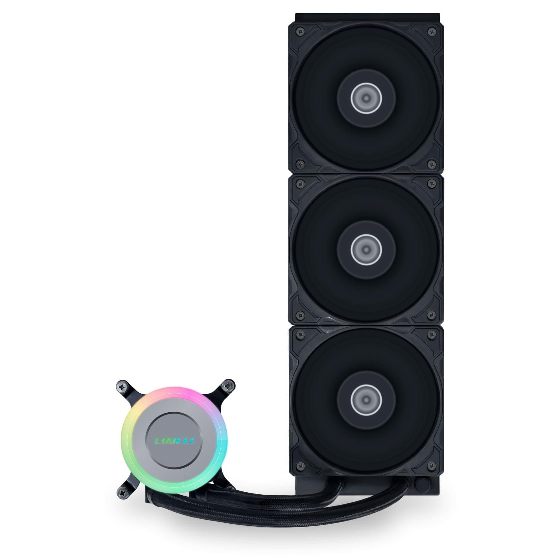 Lian Li GA II Lite 360 Performance AiO-Wasserkühlung mit Unendlichkeitsspiegel, 3x PWM-Lüfter, 360-mm-Radiator, drehbares Logo, schwarz Bild 7