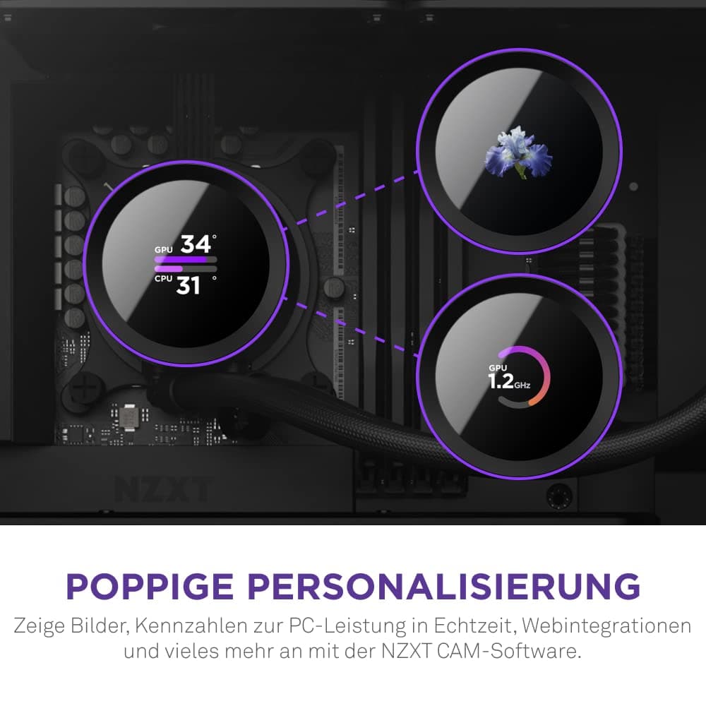 NZXT Kraken Serie – AIO CPU-Flüssigkeitskühler – Anpassbares LCD-Display – Hochleistungs-Lüfter – Kompatibel mit Intel® & AMD® Sockel – 280 – Schwarz Kraken 2023 280mm Schwarz Bild 3