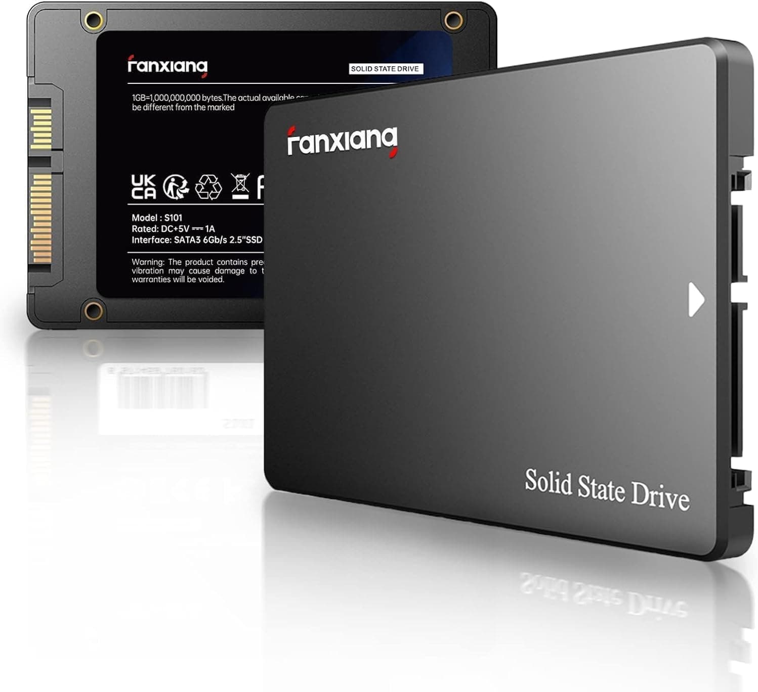 fanxiang S101 2TB SATA III 2,5-Zoll SSD Interne Festplatte, 550MB/s Lesen, 500MB/s Schreiben, SLC-Cache & 3D TLC NAND, für Laptops, Desktop-PCs und Spielkonsolen, Schwarz 2 TB S101