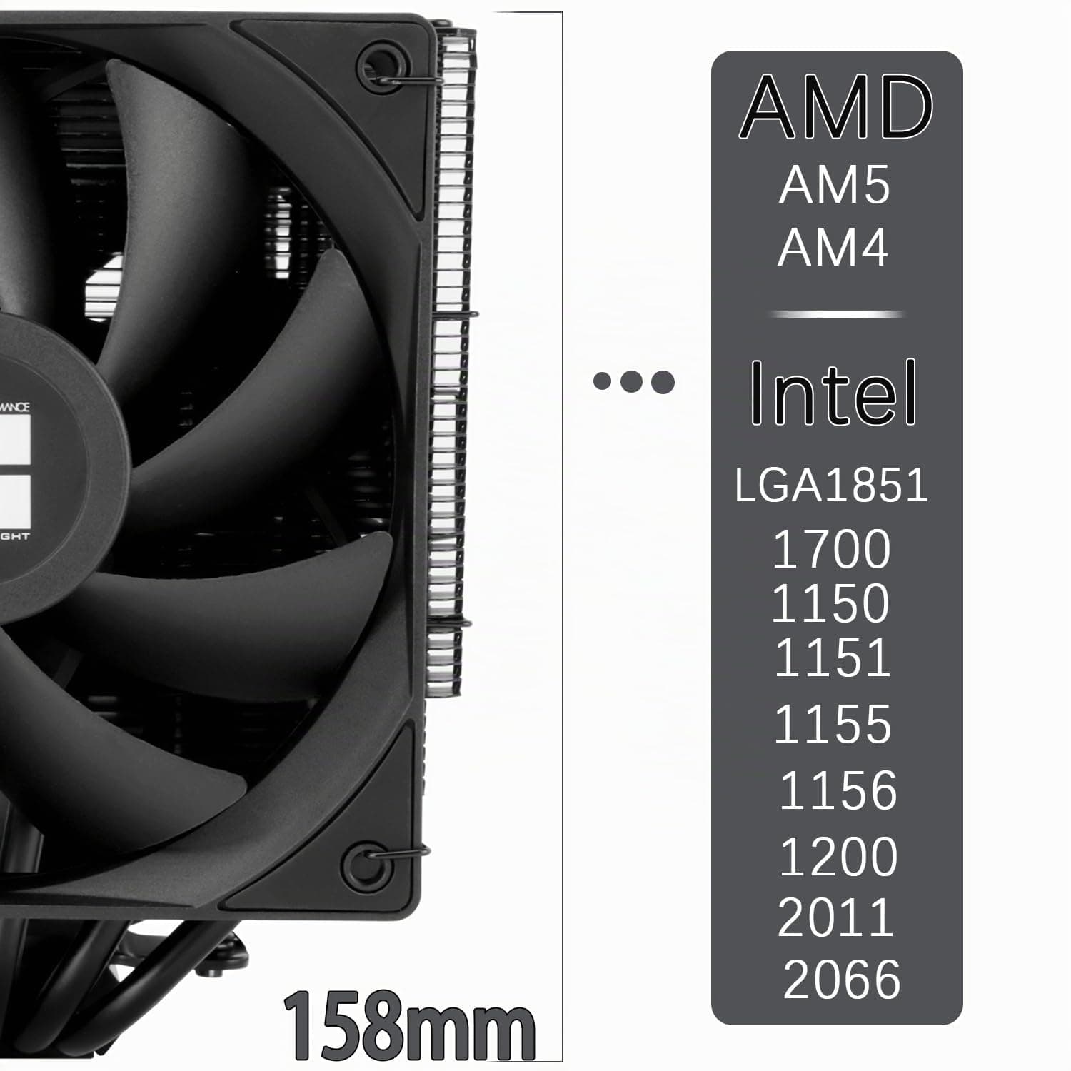 TR-Thermalright Peerless Assassin 140 Black CPU-Kühler, Double Tower mit 6 Heatpipes, Dual PWM Lüfter mit 1500U/min,Schwarz Top Cover, für AM5/AM4, Intel lga1851/1700/115X/1200/2011 Bild 5