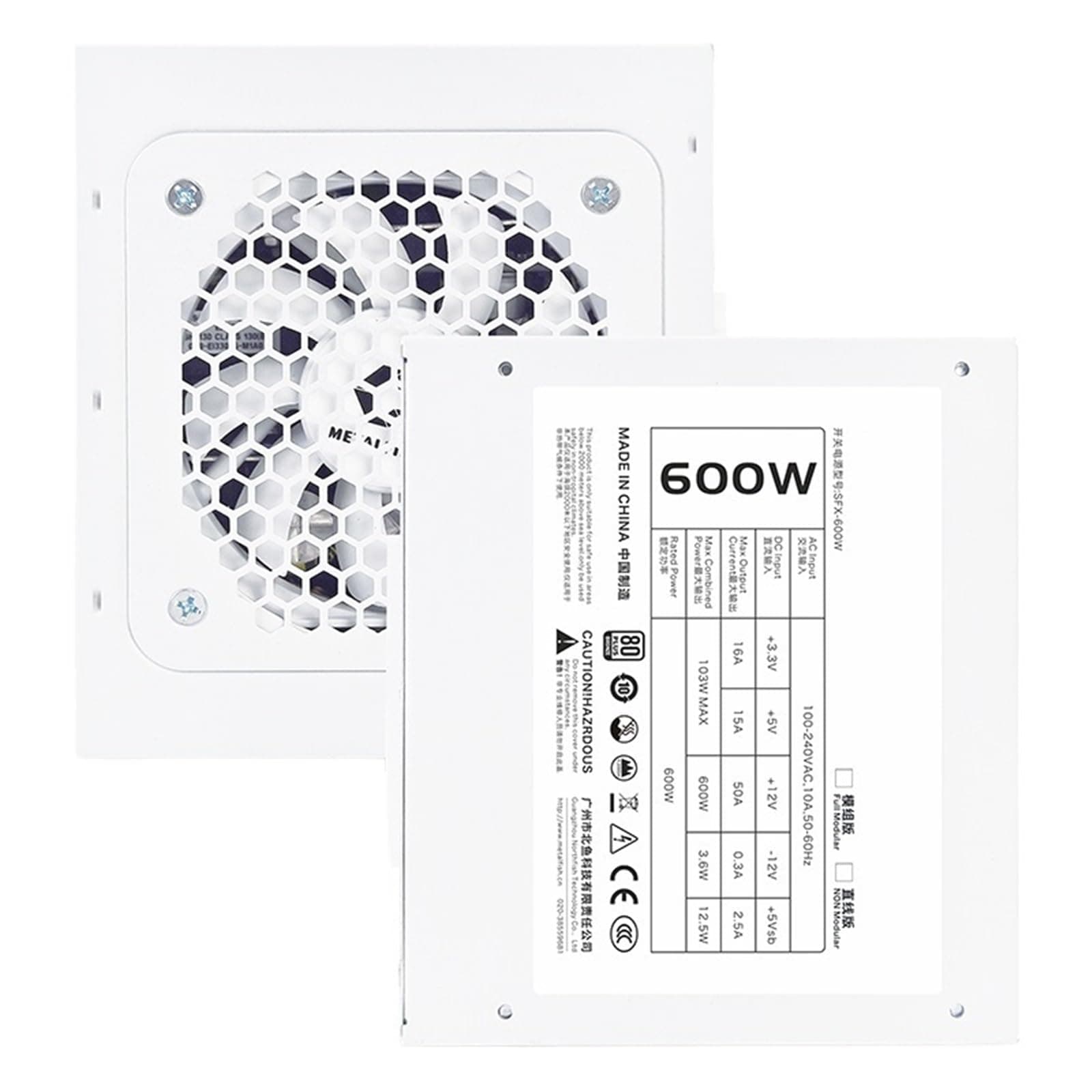 SFX 80Plus Bronze 500/600/750W Weißes Netzteil Vollmodular for Mini-ITX-Gehäuse Kleine Computergehäuse 100/220V Eingang(750W) 750W Eu plug Bild 5