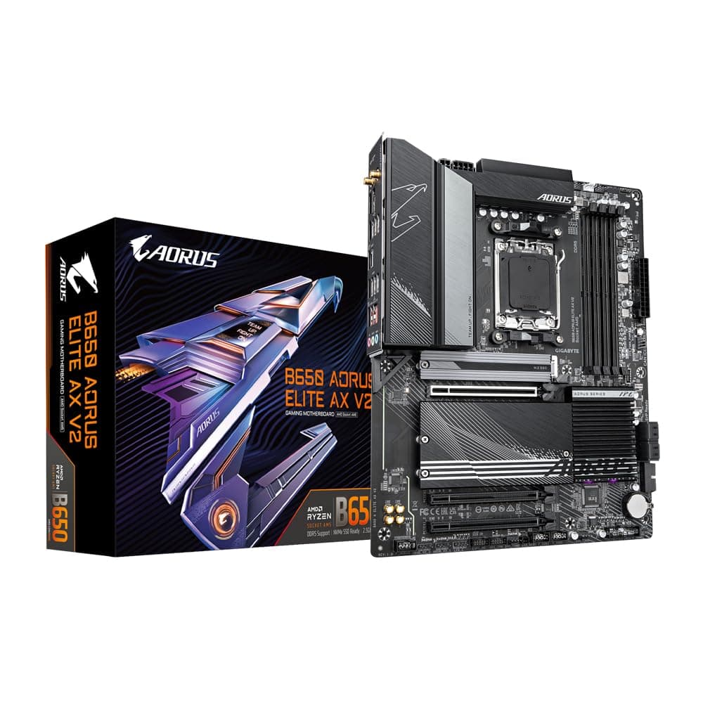 GIGABYTE B650 AORUS Elite AX V2 Mainboard - AMD Ryzen 9000er-Serie, 12+2+2 Phasen VRM, bis zu 8000 MHz DDR5 (OC), 1xPCIe 5.0 + 2xPCIe 4.0 M.2, 2,5 GbE LAN, WiFi 6E, USB 3.2 Gen 2 Bild 2