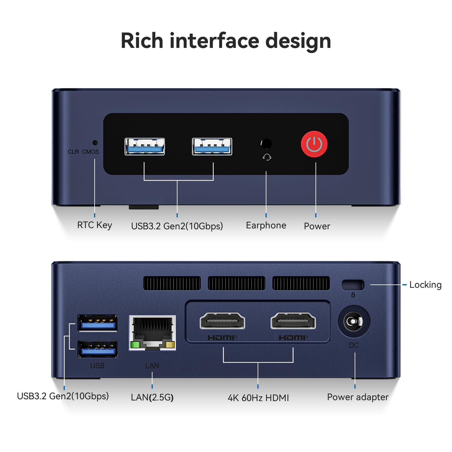 Beelink Mini PC S12, Intel Alder Lake-N95 Prozessor (bis zu 3.40GHz) Mini Computer, 8GB RAM 480GB SSD Office Mini Desktop PC Windows 11 Home, 4K Dual HDMI/WiFi 5/BT4.2/RJ45 2.5G MINI S12/N95/8G/256G Bild 8