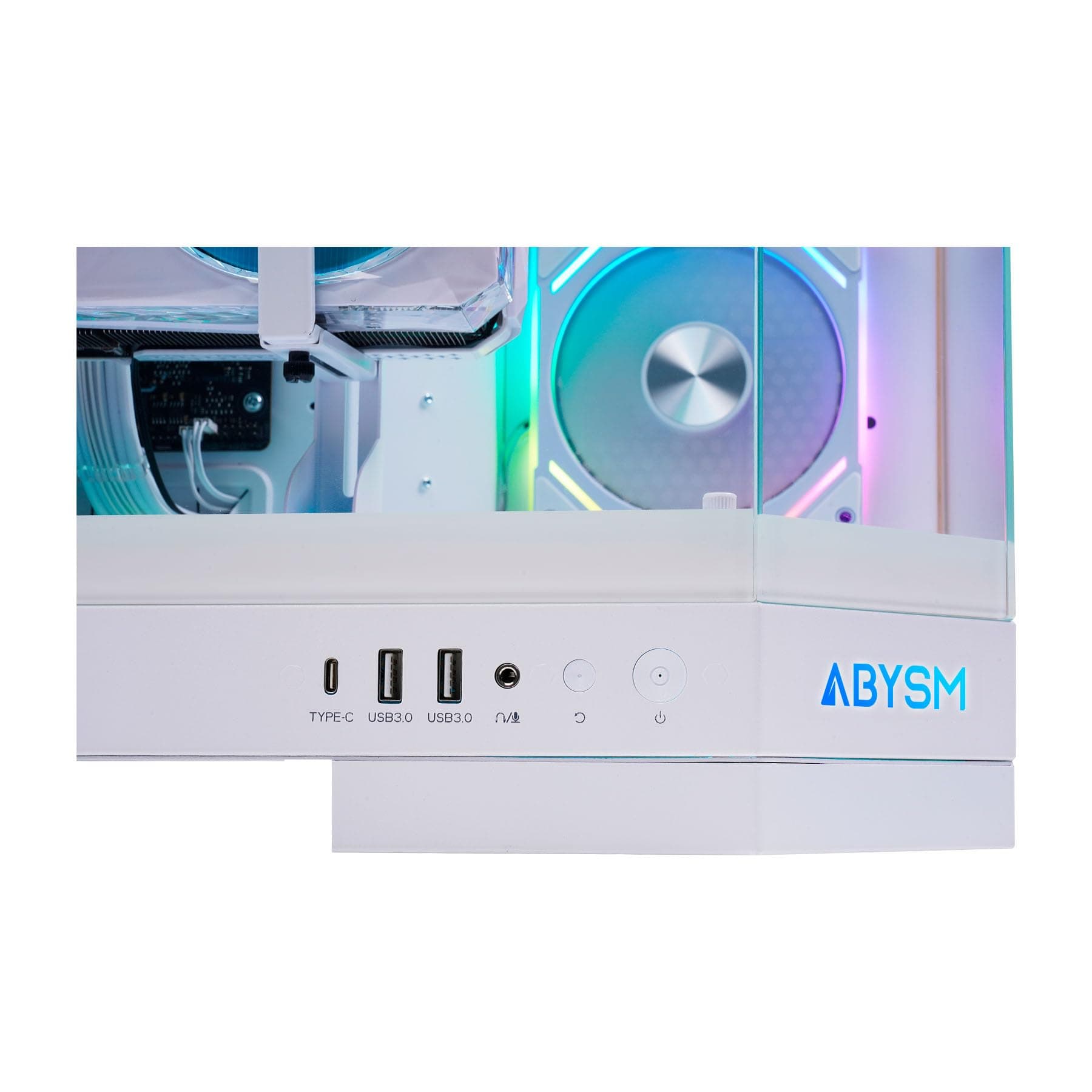 Abysm Gaming Danube SAVA H600 White E-ATX Gamer PC-Gehäuse mit 3 Paneelen aus gehärtetem Glas, 4 x 120 mm ARGB-Lüfter, Controller, Unterstützung für GPU und PCIe 4.0 Riser Kabel 16x Bild 7