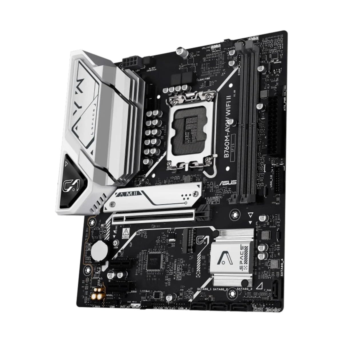 ASUS B760M-AYW WiFi II, Motherboard Intel mATX, LGA 1700, DDR5-Slot, PCIe 5.0, Zwei M.2-Steckplätze, Ethernet Realtek 2,5 GB, Wi-Fi 6, HDMI 2.1, SATA 6 Gbit/s, vordere USB-Anschlüsse 5 Gbit/s, Aura Bild 5