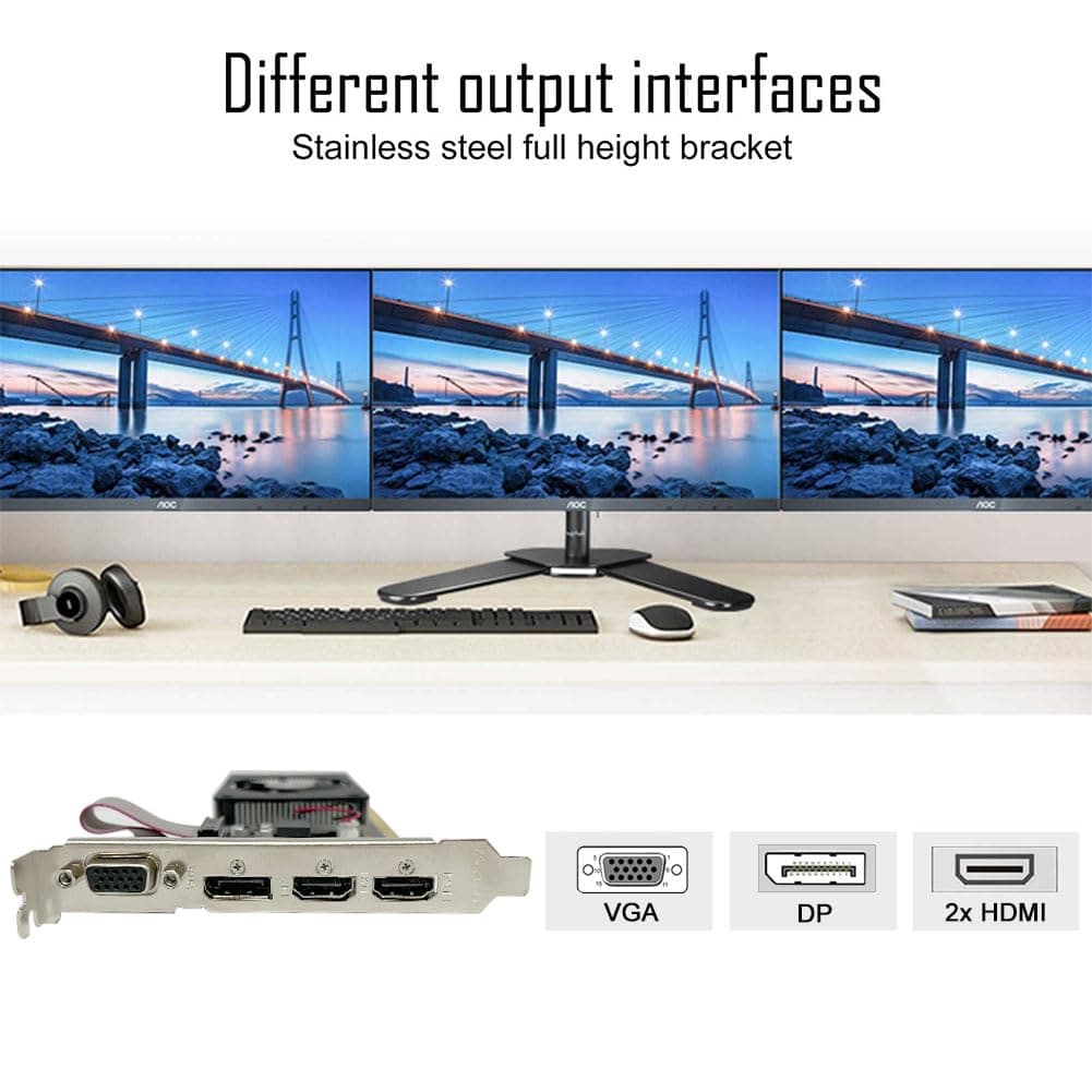 QTHREE GT 730 4G D3 Grafikkarte, 2X HDMI, 1x DVI, 1x VGA, Grafikkarten for PC, GPU, für mehrere Monitore, for Win 7, 8, 10, 11, DirectX 11, 12 Bild 5