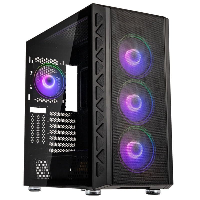 Kolink Citadel Mesh ARGB Midi-Tower PC Gehäuse E ATX Gehäuse RGB PC-Gehäuse, Tempered Glass Computergehäuse für PC, Midi Tower, PC Hülle mit Lüfter, Computer Gehäuse… 4x ARGB-Lüfter vorinstalliert Schwarz