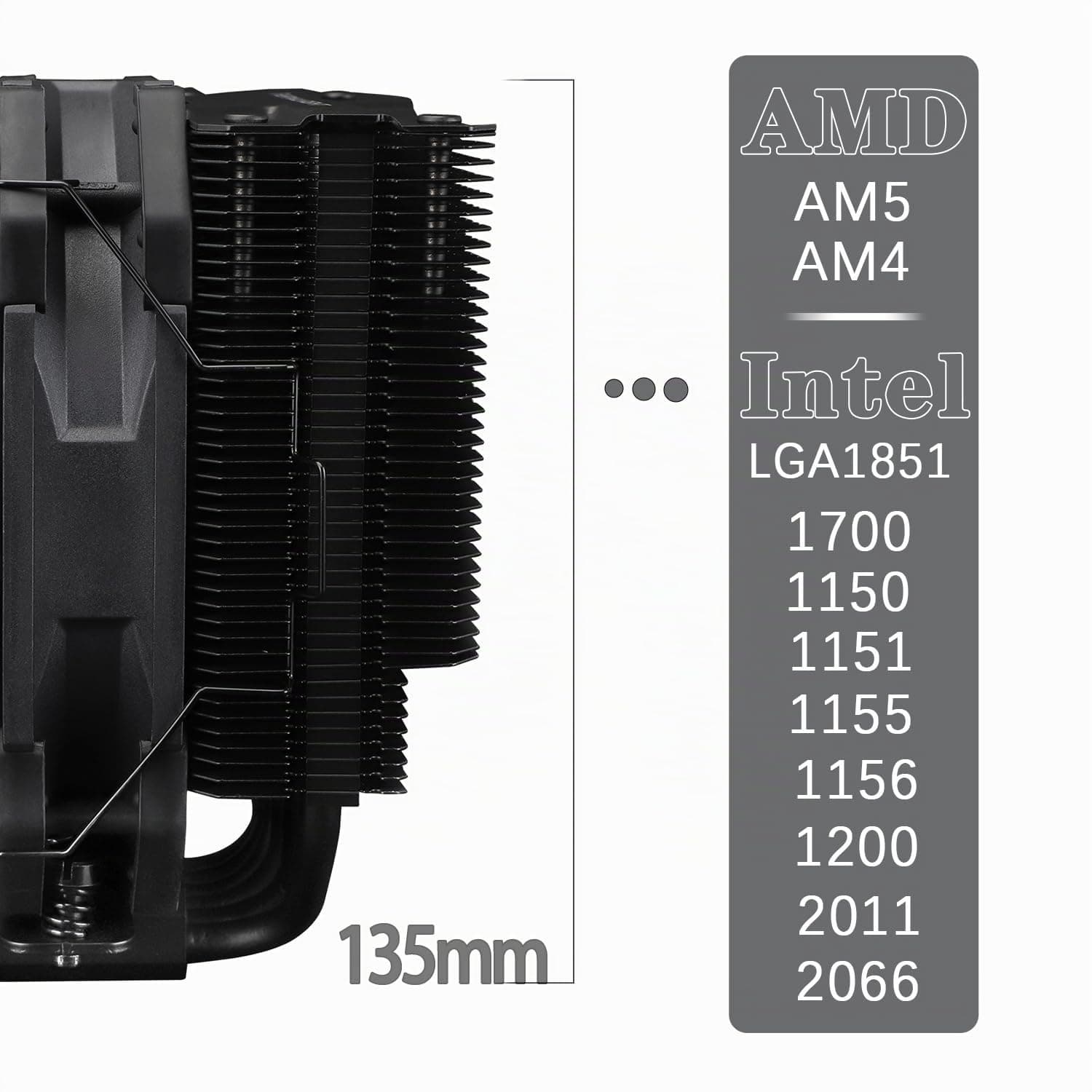 TR-Thermalright Peerless Assassin 120 MINI Black CPU-Kühler,Double Tower mit 6x6mm Heatpipes,12cm PWM Lüfter Low Noise 25.6dBA,Schwarz Top Cover,für AM5/AM4,Intel lga1851/1700/115x/2011,135mm Hoch Bild 7