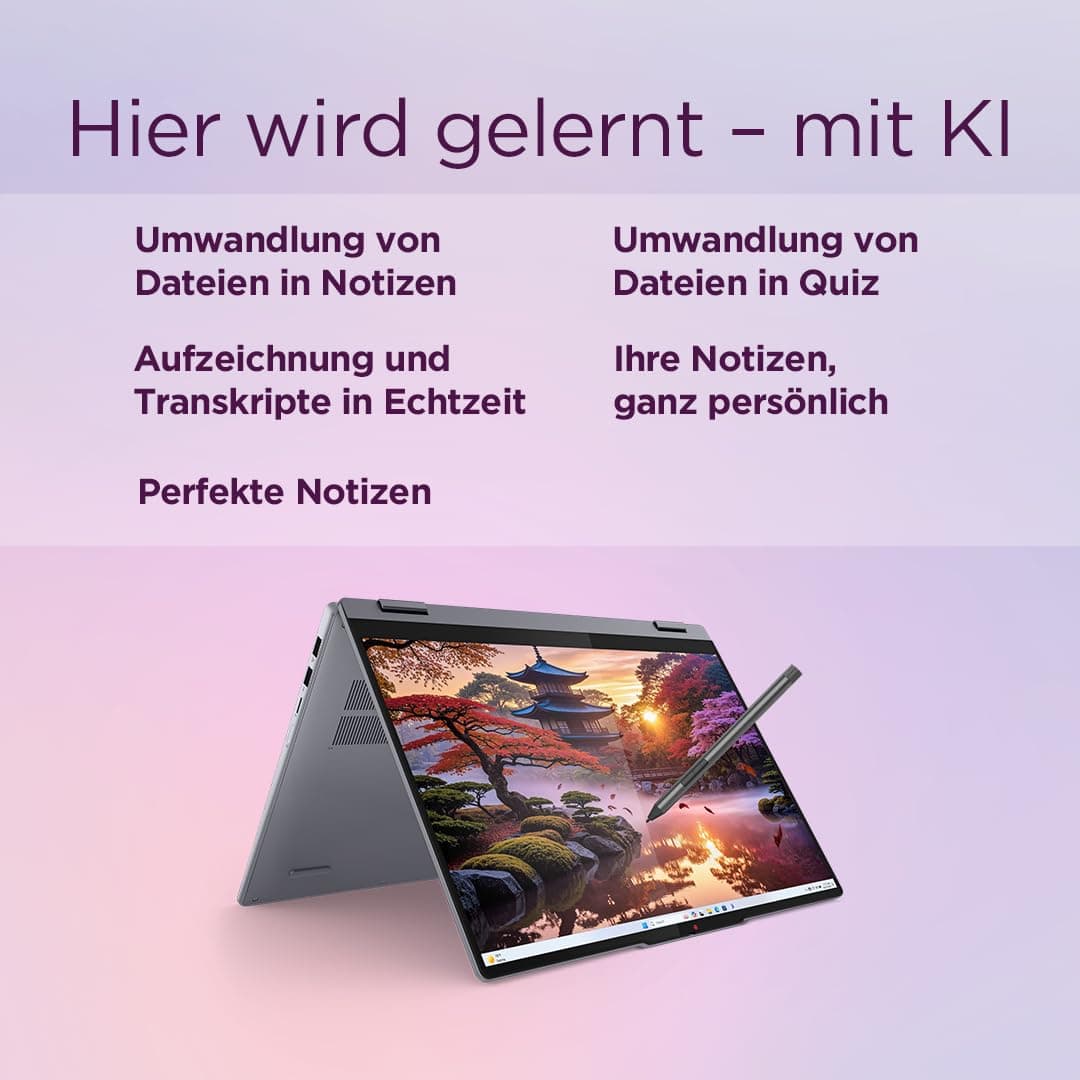 Lenovo IdeaPad 5 2-in-1 AI Laptop | Copilot+ PC | 14" WUXGA OLED Touch Display | AMD Ryzen AI 5 340 | 16GB RAM | 512GB SSD | AMD Radeon Grafik | Windows 11 | QWERTZ | Grau | 3 Monate Premium Care Bild 5