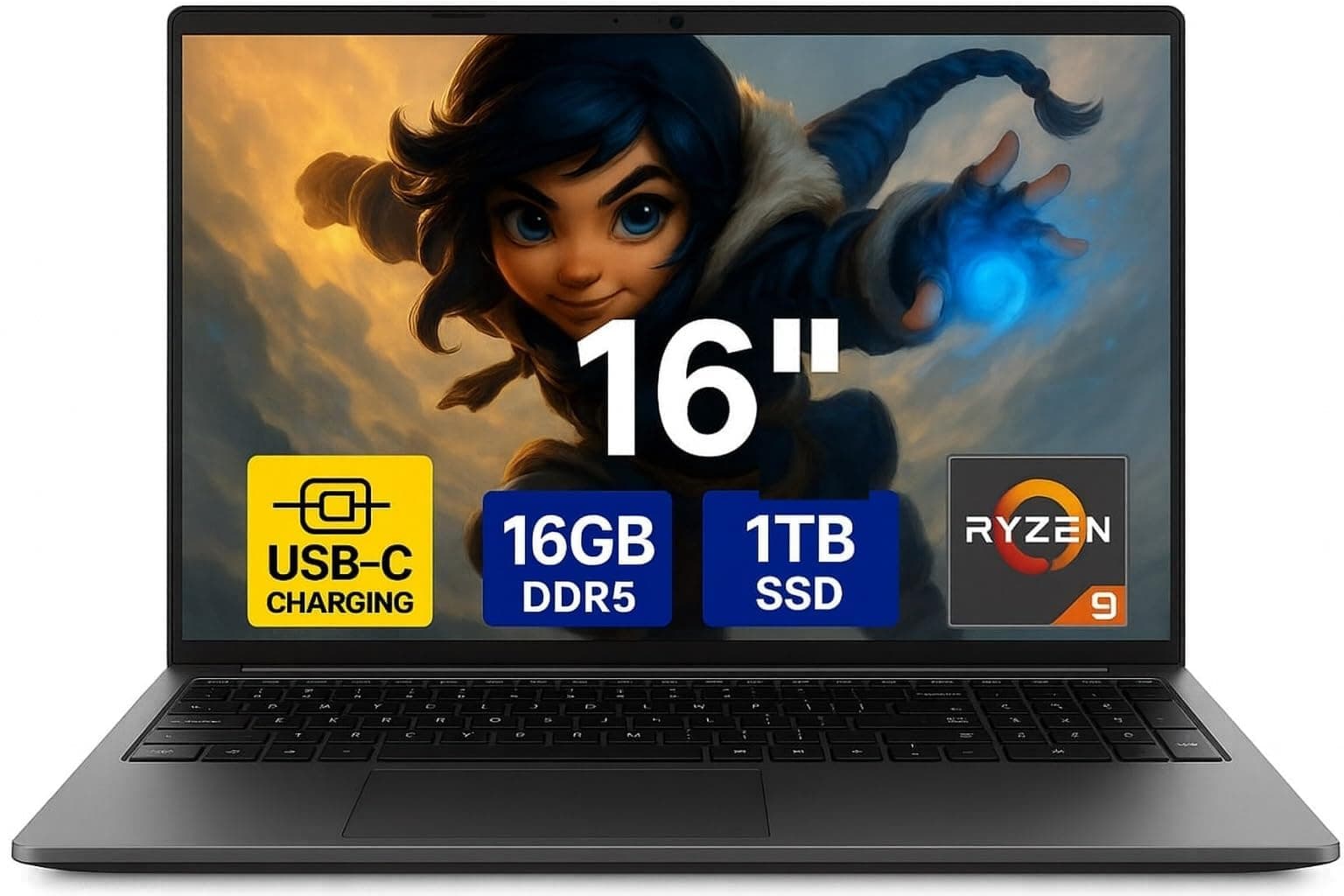 16 Zoll HighEnd Gaming Notebook Made in Germany mit 3 Jahren Garantie! Ryzen9 6900HX 16 Threads 4.9 GHz, Radeon RX 680M 8GB, 16 GB DDR5, 1TB, USB 3.0, WLAN, BT, Windows 11, MS Office - 8123 16-Zoll Gaming Ryzen9 - 16 GB - 1 TB SSD 16,0 Zoll