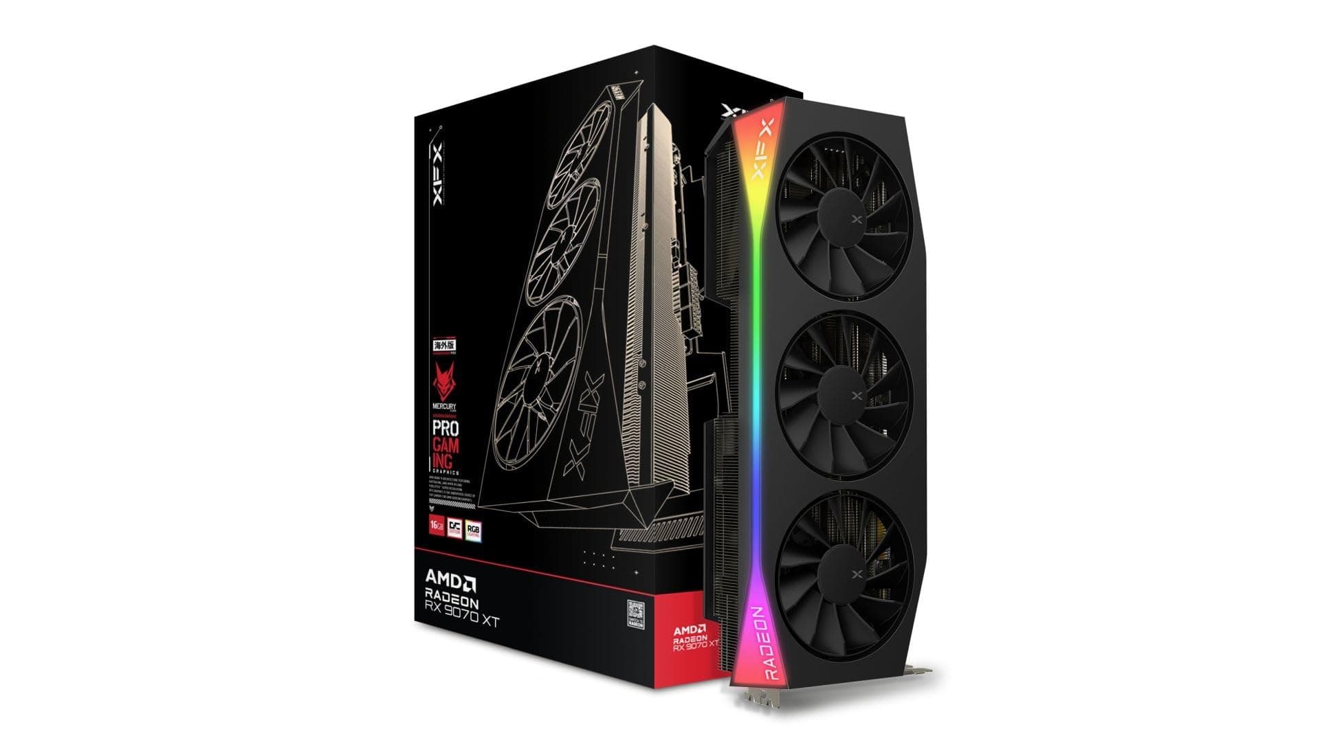 XFX Mercury AMD Radeon RX 9070XT OC Gaming Edition mit RGB 16GB GDDR6, HDMI 3xDP, AMD RDNA™ 4 (RX-97TRGBBB9) Bild 2