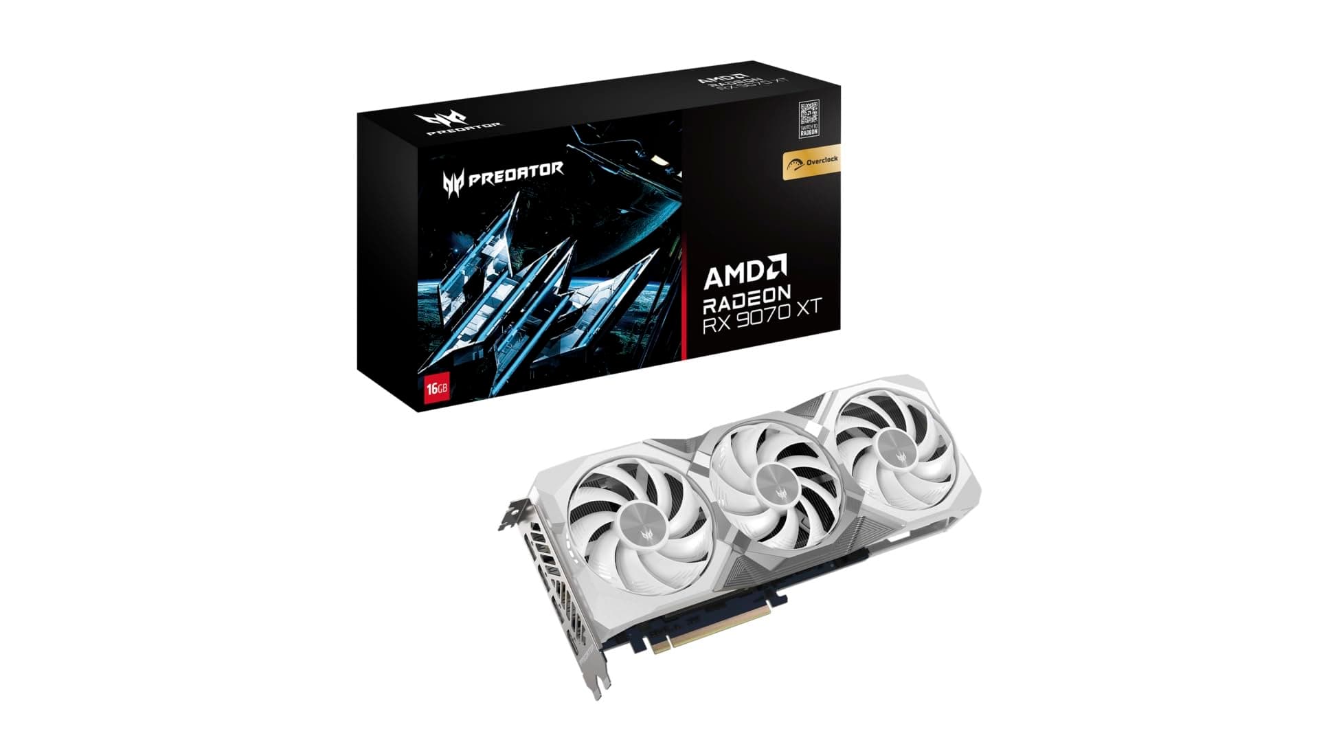 Acer Predator BiFrost Radeon RX 9070 XT OC - AMD Grafikkarte (16 GDDR6, 256 Bit, PCIe 5.0 x16, 1x HDMI 2.1a 3X DP 2.1) 3X FrostBlade 4.0, 3x8 pin, Slot Space: 2.6 Bild 2