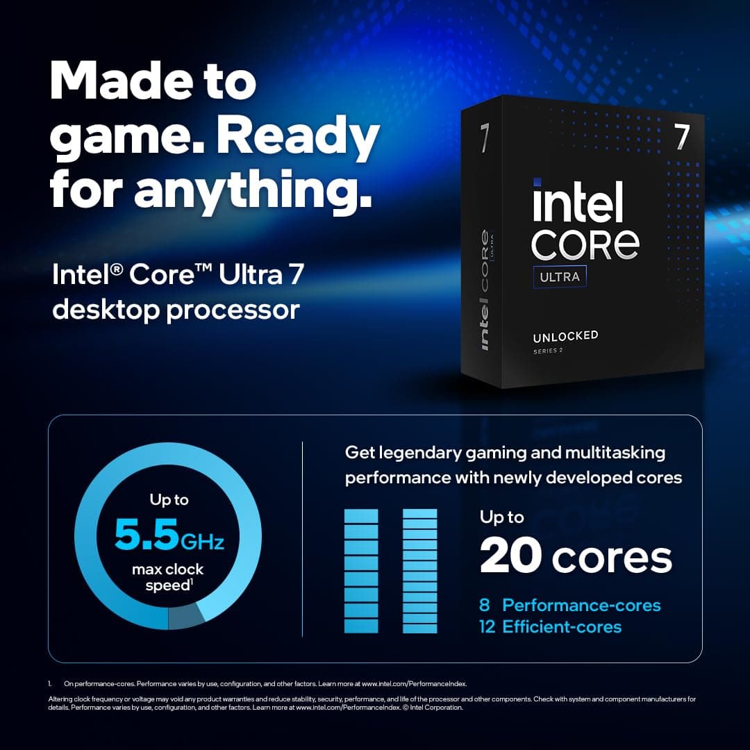 Intel® Core™ Ultra 7 Desktop-Prozessor 265K 20 Kerne (8 P-cores +12 E-cores) bis zu 5,5 GHz Bild 3
