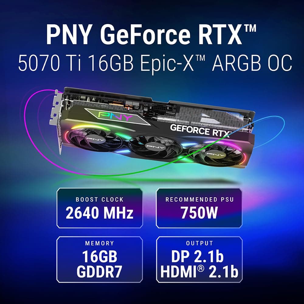 PNY GeForce RTX™ 5070Ti 16GB ARGB OC Triple Fan Grafikkarte DLSS 4 Bild 3