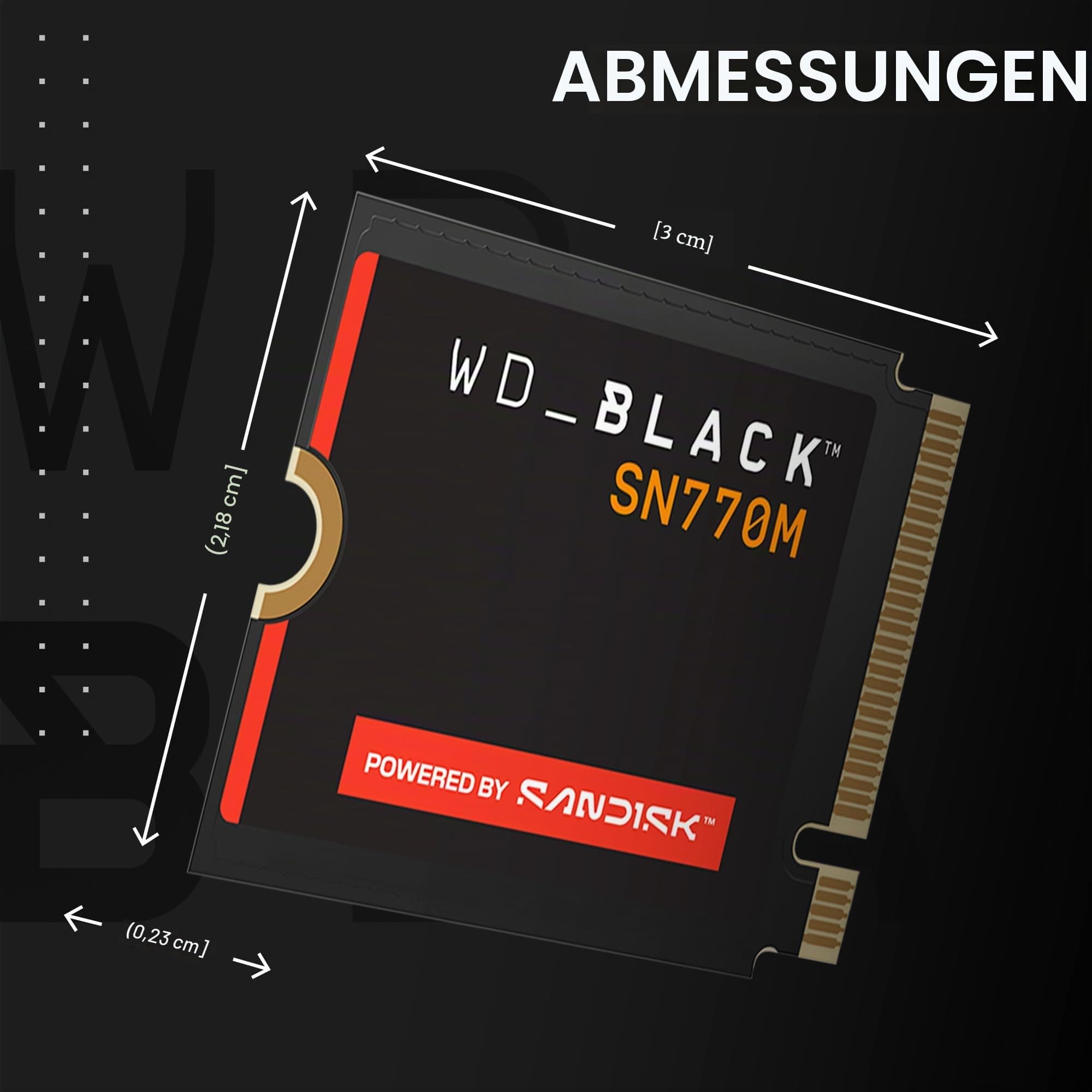 WD_Black WDBDNH0010BBK-WRSN SN770M M.2 2230 NVMe SSD für Handheld-Spielgeräte, Geschwindigkeiten bis zu 5.150 MB/s, TLC 3D NAND, ideal für Steam Deck und Microsoft Surface Bild 5