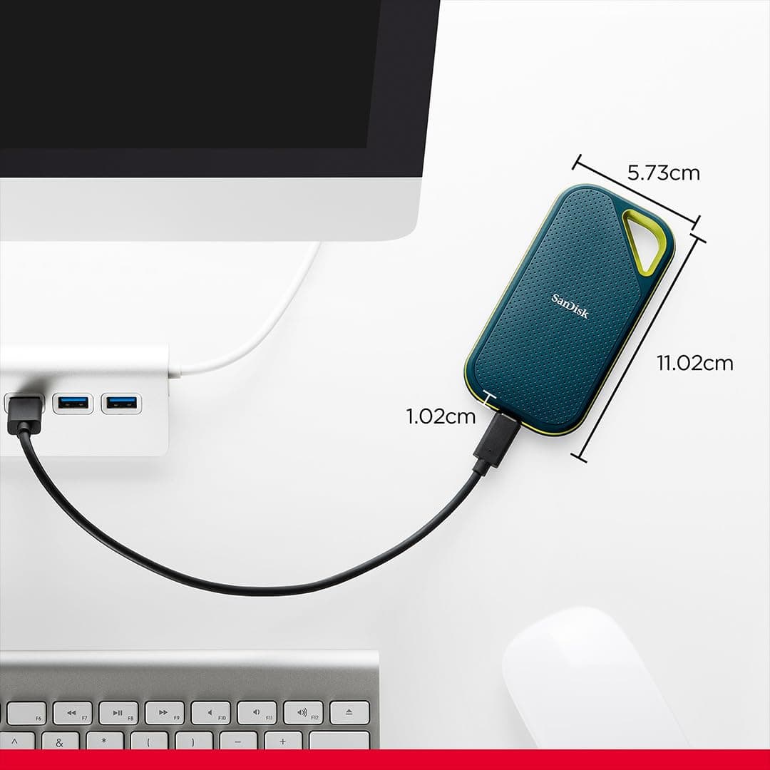 SANDISK Extreme PRO Portable SSD 4TB (up to 2000MB/s Read/Write speeds, 256 bit AES Hardware encryption, up to Three-Meter Drop Protection, IP65 Water and dust Resistance) Monterey 2000MB/s 4 TB Bild 8