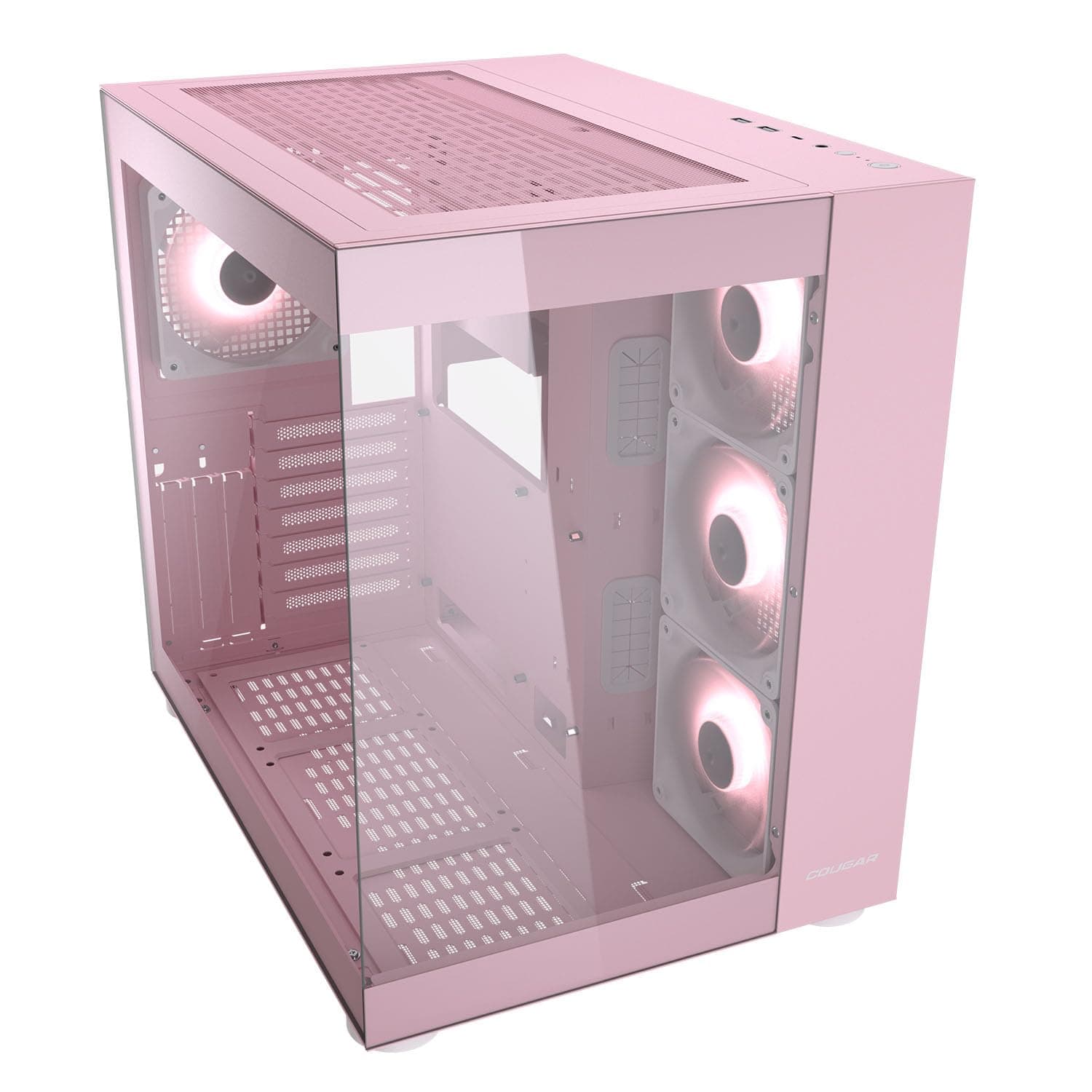 Cougar Cube Midi-Tower-Gehäuse aus Gehärtetem Glas, FV150 ARGB, Rosa Bild 3
