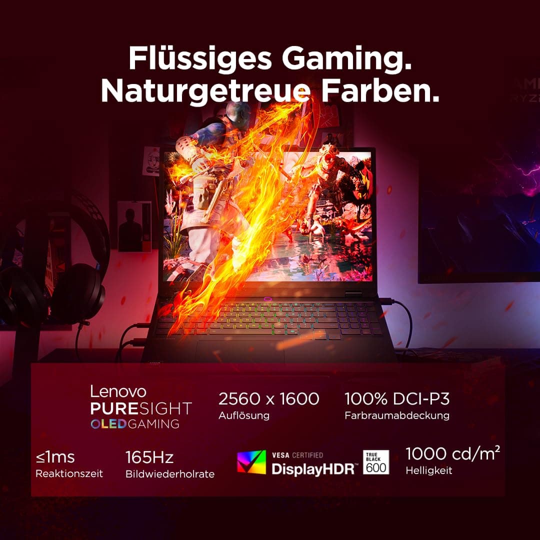 Lenovo Legion 5 Gaming AI Laptop | 15.1" WQXGA 165 Hz OLED Display | NVIDIA GeForce RTX 5060 | AMD Ryzen AI 7 350 | 16GB RAM | 1TB SSD | Win11 | QWERTZ | Eclipse Black | 3 Monate GamePass Bild 6