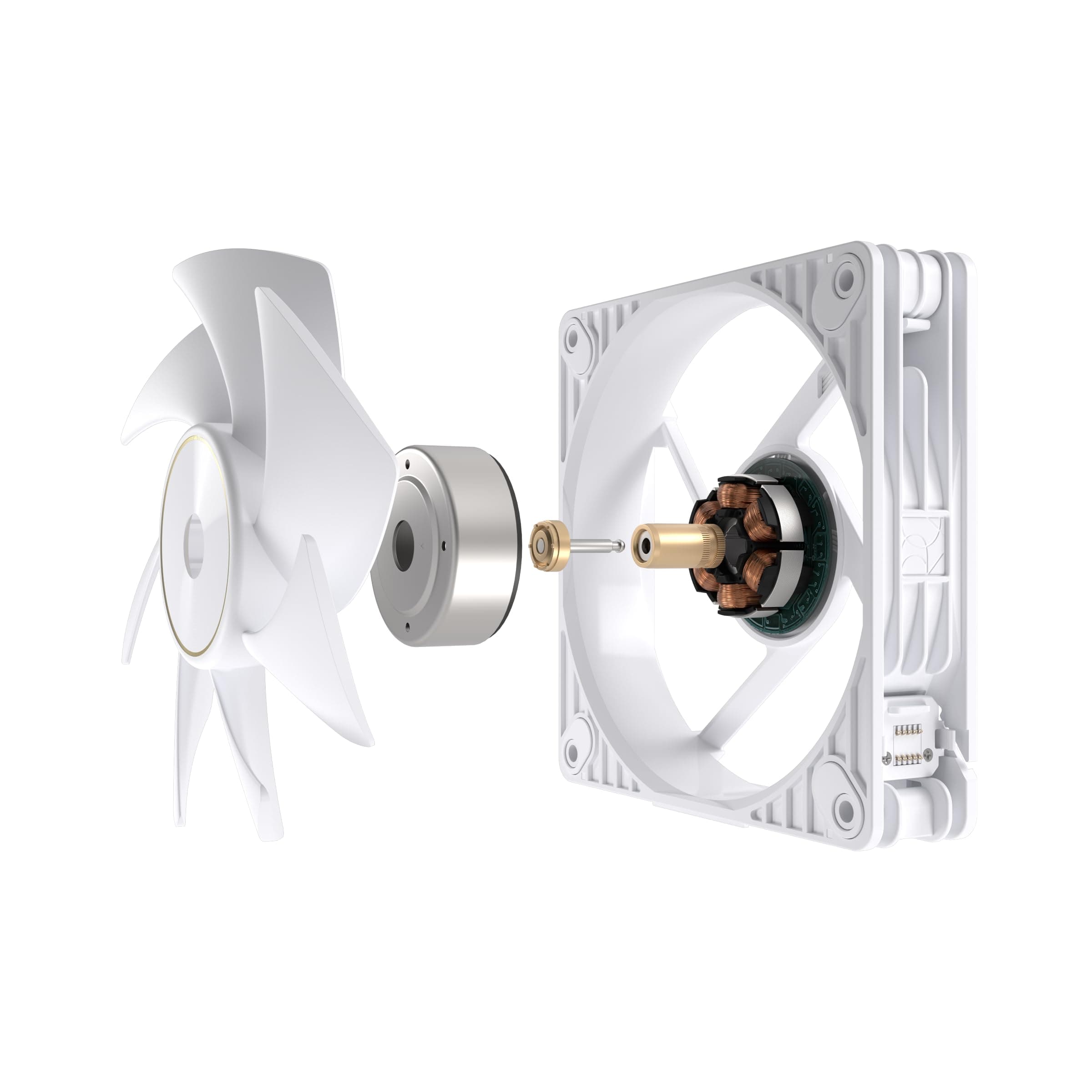 ASUS ProArt PF120 Single Pack PMW-Lüfter, 120 mm, hohe Leistung, 28 mm Rahmen, LCP-Flügel, leiser Betrieb, Präzisionstechnik, Kettenverbinder, Weiß Bild 7