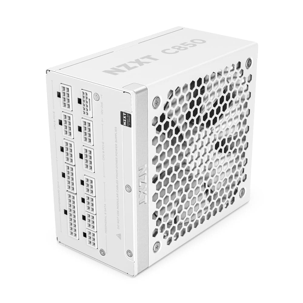 NZXT C850 Gold ATX 3.1 - Vollständig modulares, geräuscharmes PC-Gaming-Netzteil - 850 Watt - 80 Plus Gold - 12V-2x6-Anschluss - Zero Fan-Modus - 100% japanische Kondensatoren - Weiß 850W 80 Plus Gold ATX 3.1 Weiß