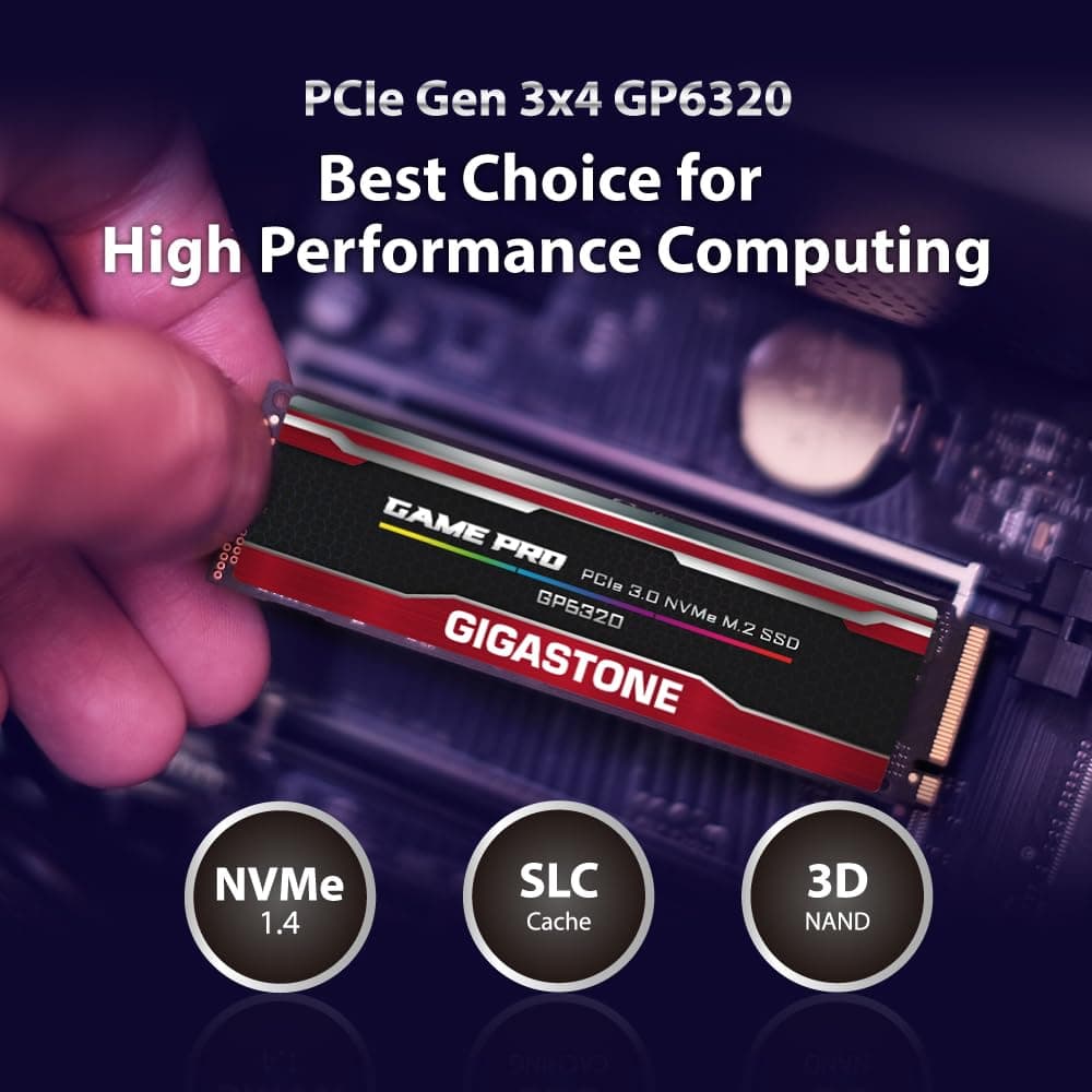 Gigastone SSD 2TB NVMe Gen3 Gaming M.2 2280 PCIe 3.0x4 Internes Solid State Laufwerk Festplatte Speicher Für PS5 Gamer Videoschnitt Grafikbearbeitung PC Laptop IT Pro 3D NAND SLC Cache 2,400MB/s Bild 7