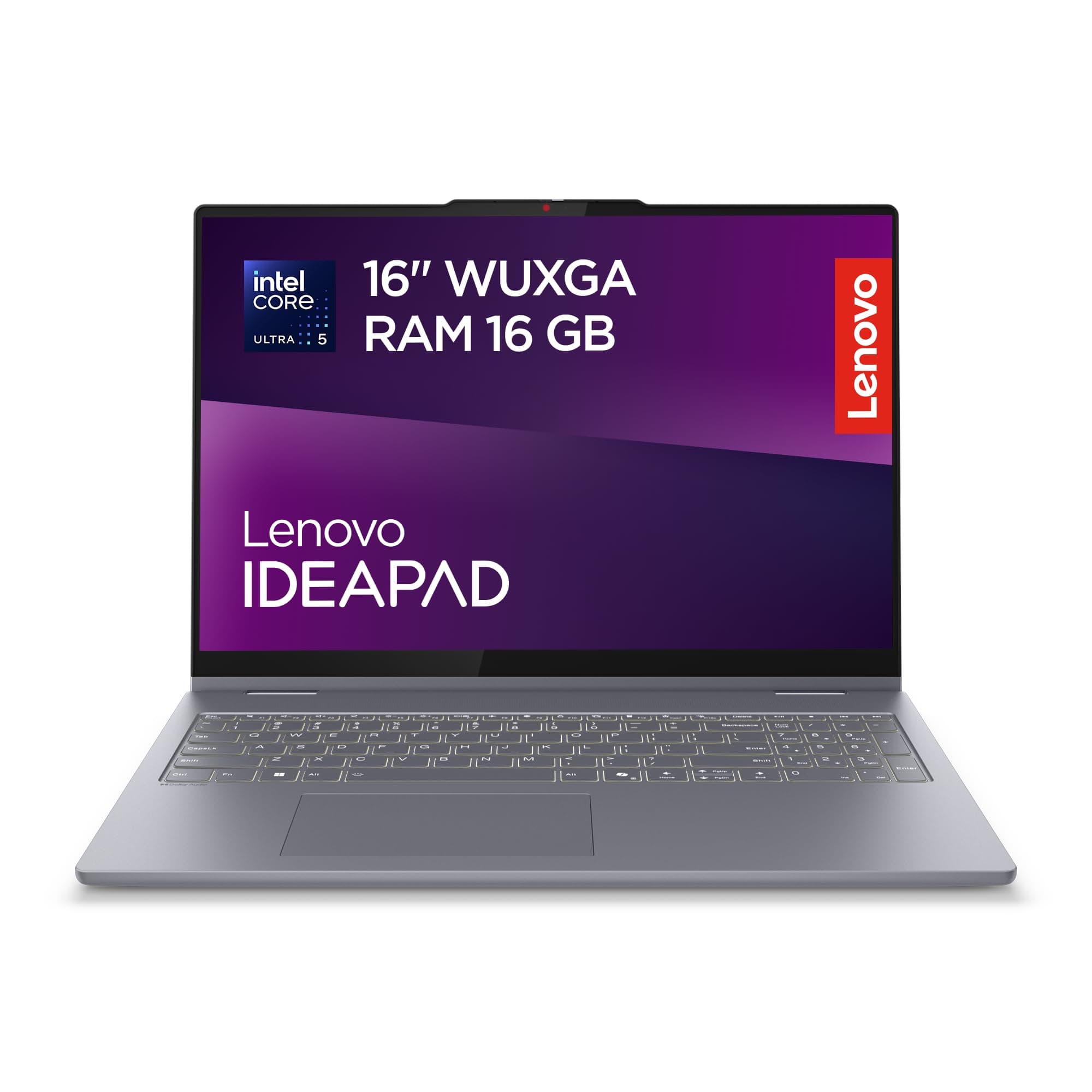 Lenovo IdeaPad 5 2-in-1 Laptop | 16" WUXGA Display | Intel Core Ultra 5 | 16GB RAM | 512GB SSD | Intel Grafik | Windows 11 Home | QWERTZ | Luna Grey | 3 Monate Premium Care Bild 2