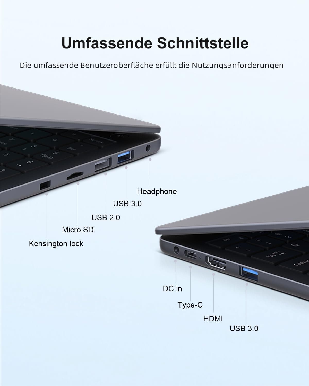 Ninkear A15 Ultradünn Laptop, AMD Ryzen 5 3500U, 16GB DDR4, 512GB SSD, 15.6" Ultragroß Display, WiFi 5 & BT 5.2, Lange Arbeitszeiten Ausreichende Schnittstellen Laptop – Für Arbeit & Treffen Silber A Bild 5