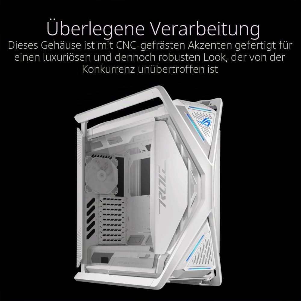 ASUS ROG Hyperion GR701 White E-ATX RGB Gaming Gehäuse weiß (420 mm Dual-Radiator-Unterstützung, 4x 140 mm-Lüfter, GPU-Halterung aus Metall, Aura Sync ARGB-Lüfter-Hub, 60W-Schnellladung, 2x USB-Typ-C) Bild 3