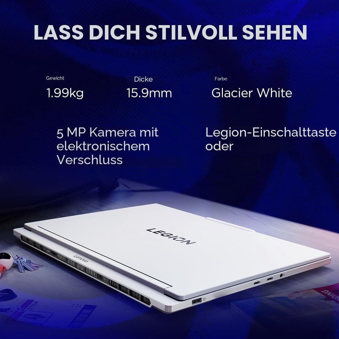Lenovo Legion 7 Gaming Laptop - OLED Display WQXGA 16" 240Hz, Nvidia GeForce RTX 5060 8GB, Intel Core Ultra 7 255HX, 32GB RAM, SSD 1T, Windows 11 Home, Italienische RGB Tastatur - Glacier White Bild 8