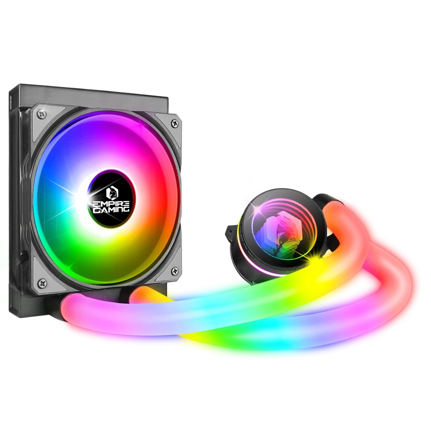 EMPIRE GAMING Guardian P-W120 Watercooling AIO PC Gamer – CPU Kühlung Flüssigkeit ARGB 3 Pins 5V – 1x120MM – Intel LGA 1700/1200/115X/1366/2066/2011, AMD AM5/AM4 – Schwarz 120MM-Black