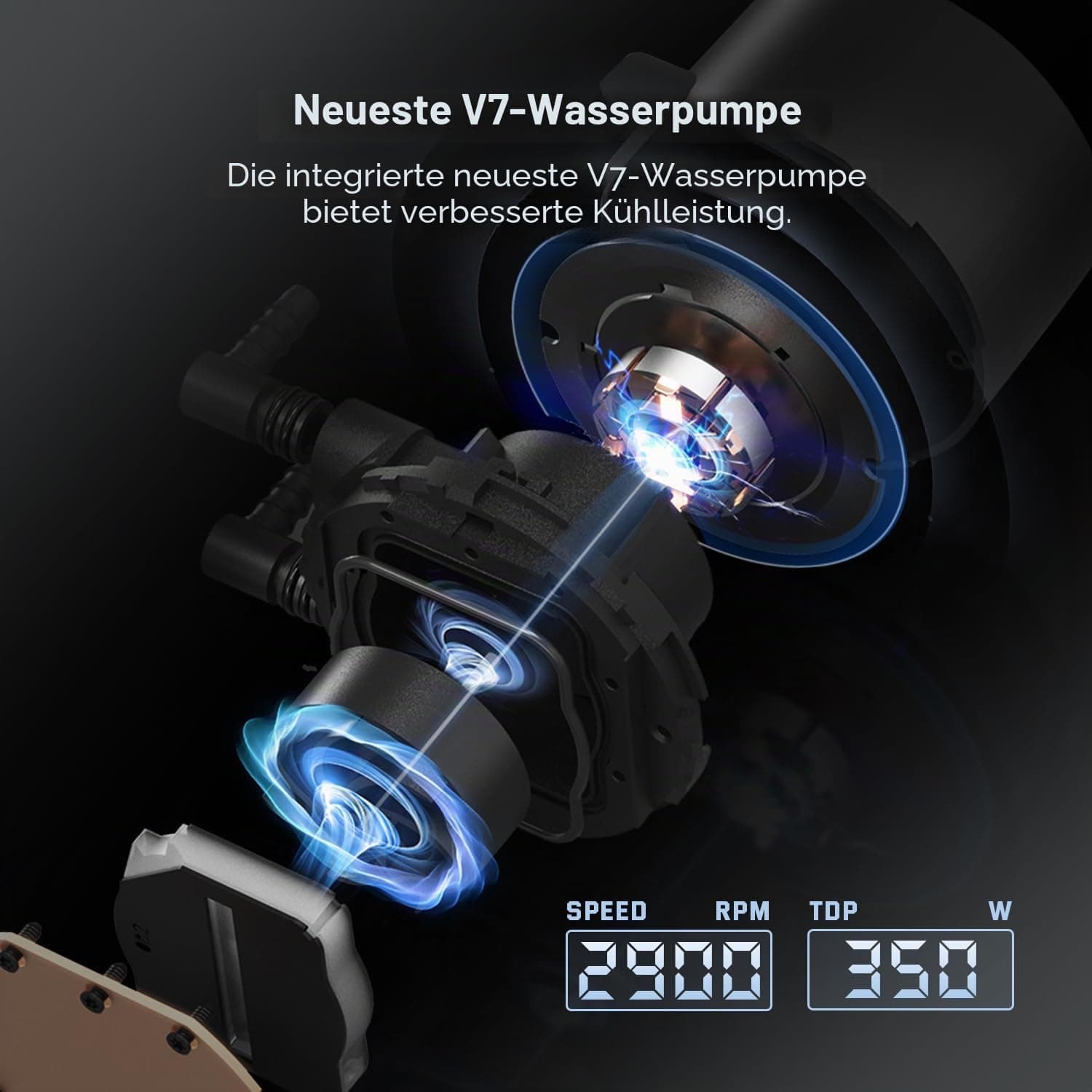 ID-COOLING FX240 PRO Liquid CPU-Kühler für Desktop, 240 mm AIO-Kühler, 2 x 120 mm hocheffiziente Lüfter, spezielles CD-Muster, Pumpenleiste, Intel und AMD kompatibel Bild 7