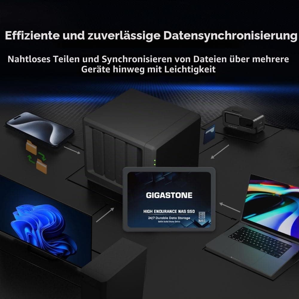 Gigastone NAS SSD 1TB SSD Festplatte TLC Hohe Dauerhaltbarkeit SSD für 24/7 Dauerbetrieb NAS-Systeme RAID 2,5 Zoll SATA III Internes Festkörper-Laufwerk SSD Caching Bild 7