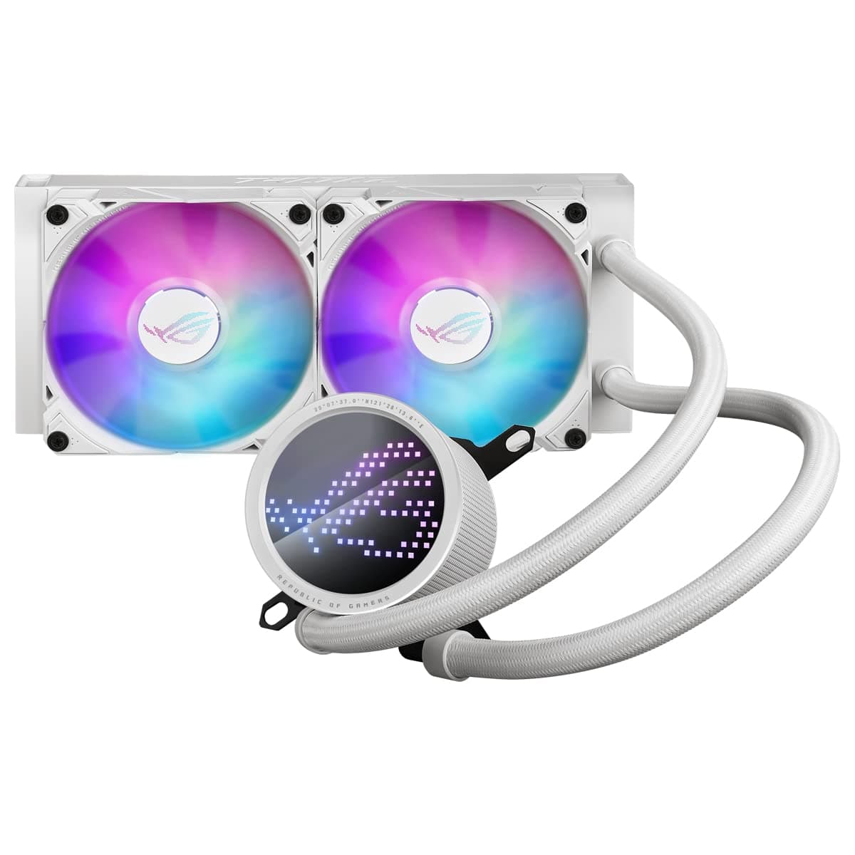 ASUS ROG Ryuo III 240 ARGB White Edition All-in-One-Flüssig-CPU-Kühler (2x adressierbare 120 mm ARGB Radiatorlüfter, Anime Matrix-LED-Display, Intel LGA 1700, 115x, 1200 & AM4, AM5-Sockel, weiß) Bild 2