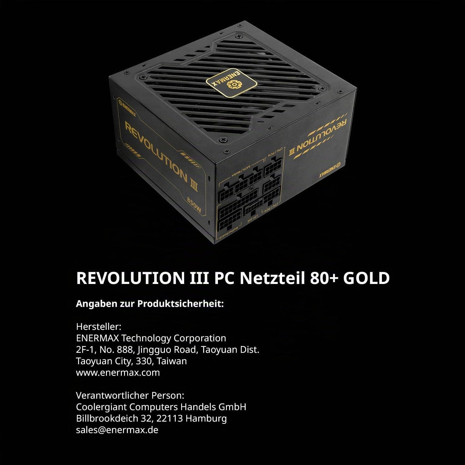 ENERMAX Revolution III 750 Watt |vollmodulares ATX 3.1-Netzteil | PCIe 5.1 |80 Plus Gold |flüsterleiser 120mm FDB-Lüfter | 105°C jap. Kondensatoren | ERV750G-AHG-MAC REVOLUTION III 750W Bild 7
