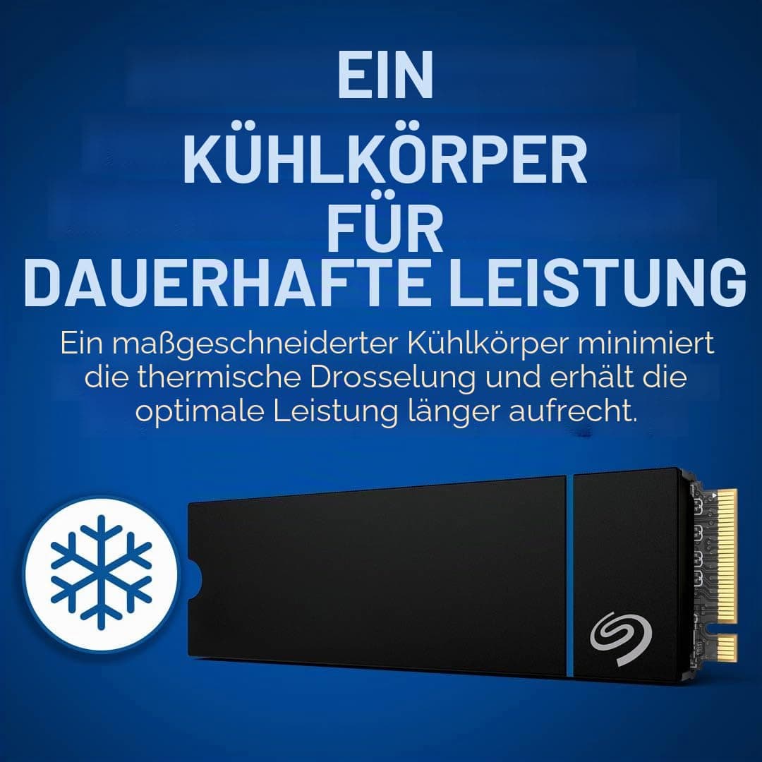 Seagate Game Drive M.2 SSD 4TB, interne Solid State Drive für PS5, PCIe der 4. Gen., NVMe 1.4, bis zu 7300 MB/s mit Kühlkörper, 3 Jahre Rescue Service, Modellnr.: ZP4000GP3A4001 Bild 5